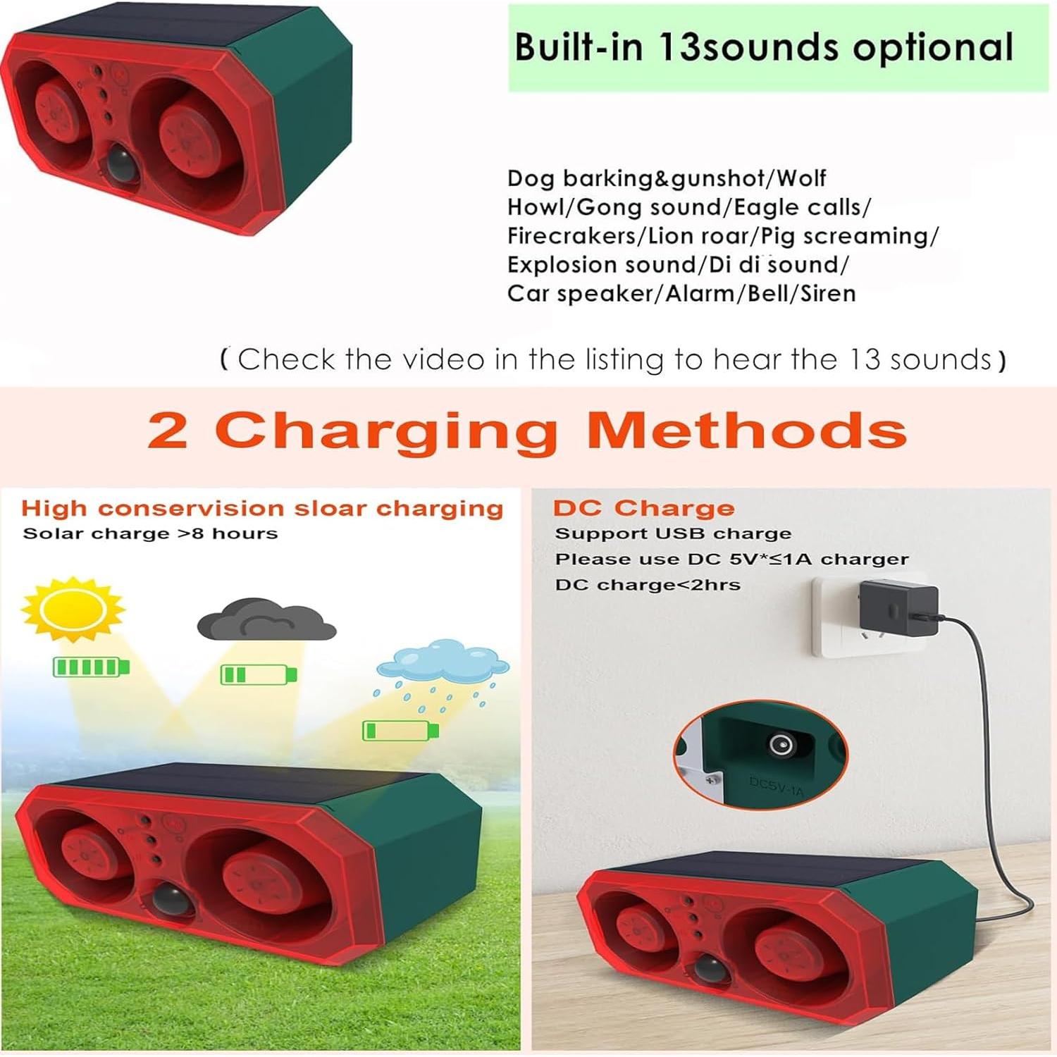 Alarma de Movimiento Solar WONFAST 130db con Luz Estroboscópica