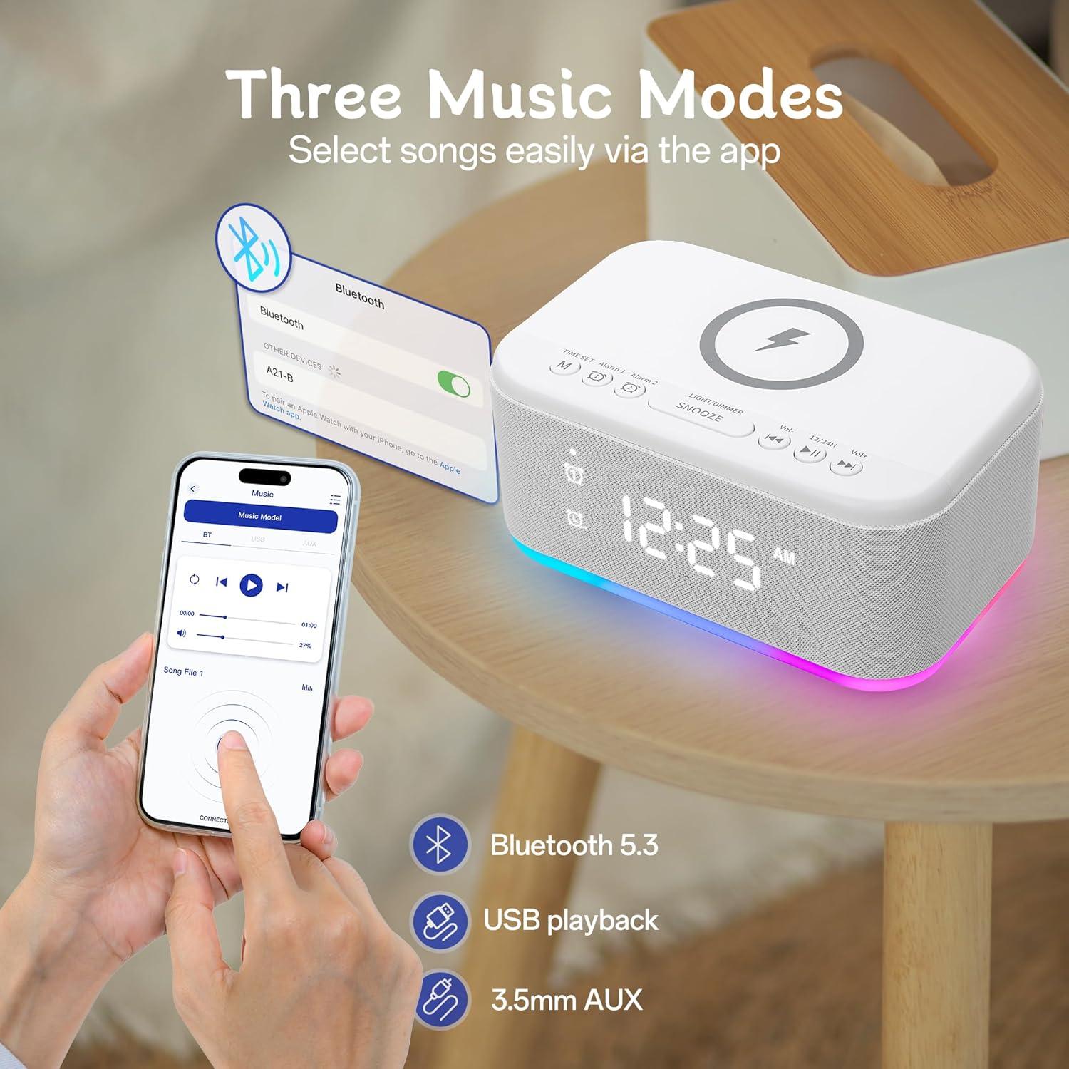 Reloj Despertador Digital Fansbe Smart A21-B con Bluetooth y FM