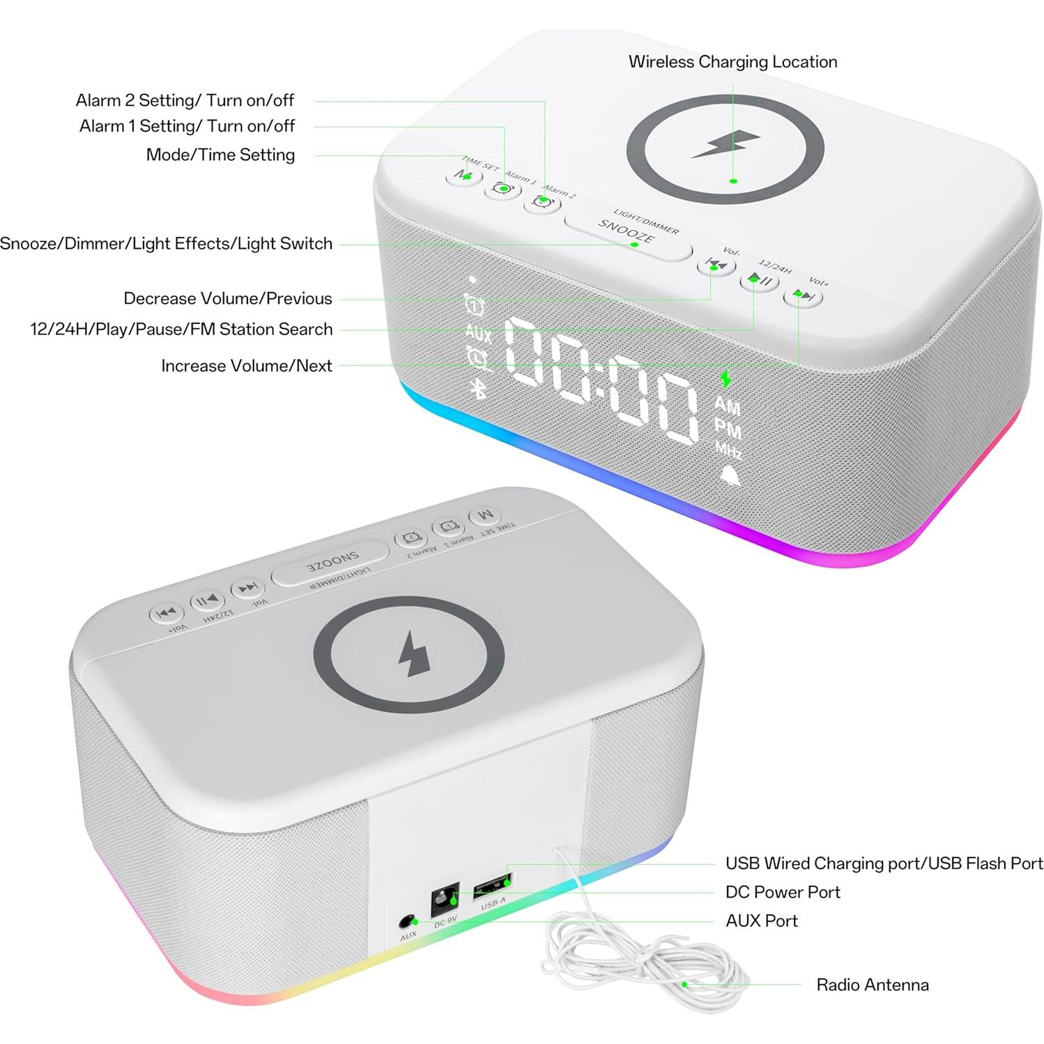 Reloj Despertador Digital Fansbe Smart A21-B con Bluetooth y FM