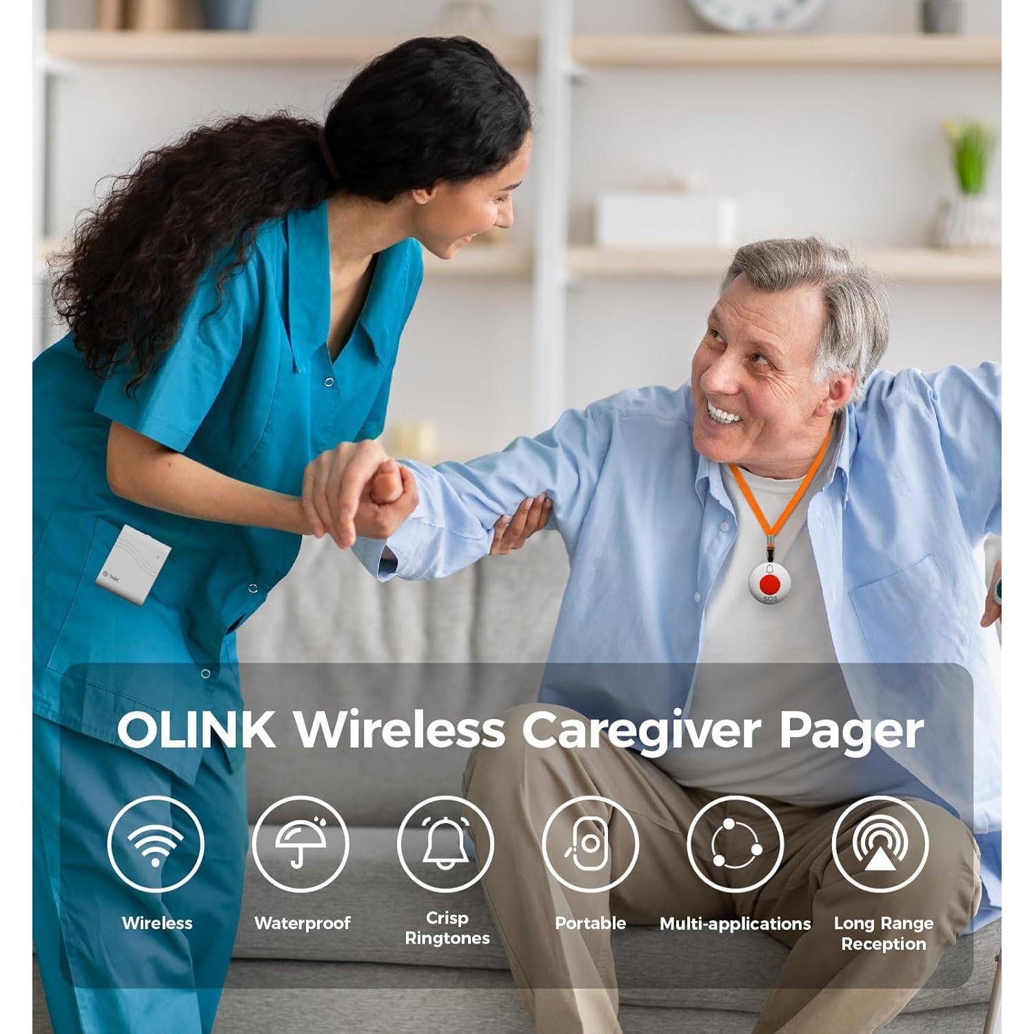 Botón de Llamada Inalámbrico OLINK para Ancianos 600m