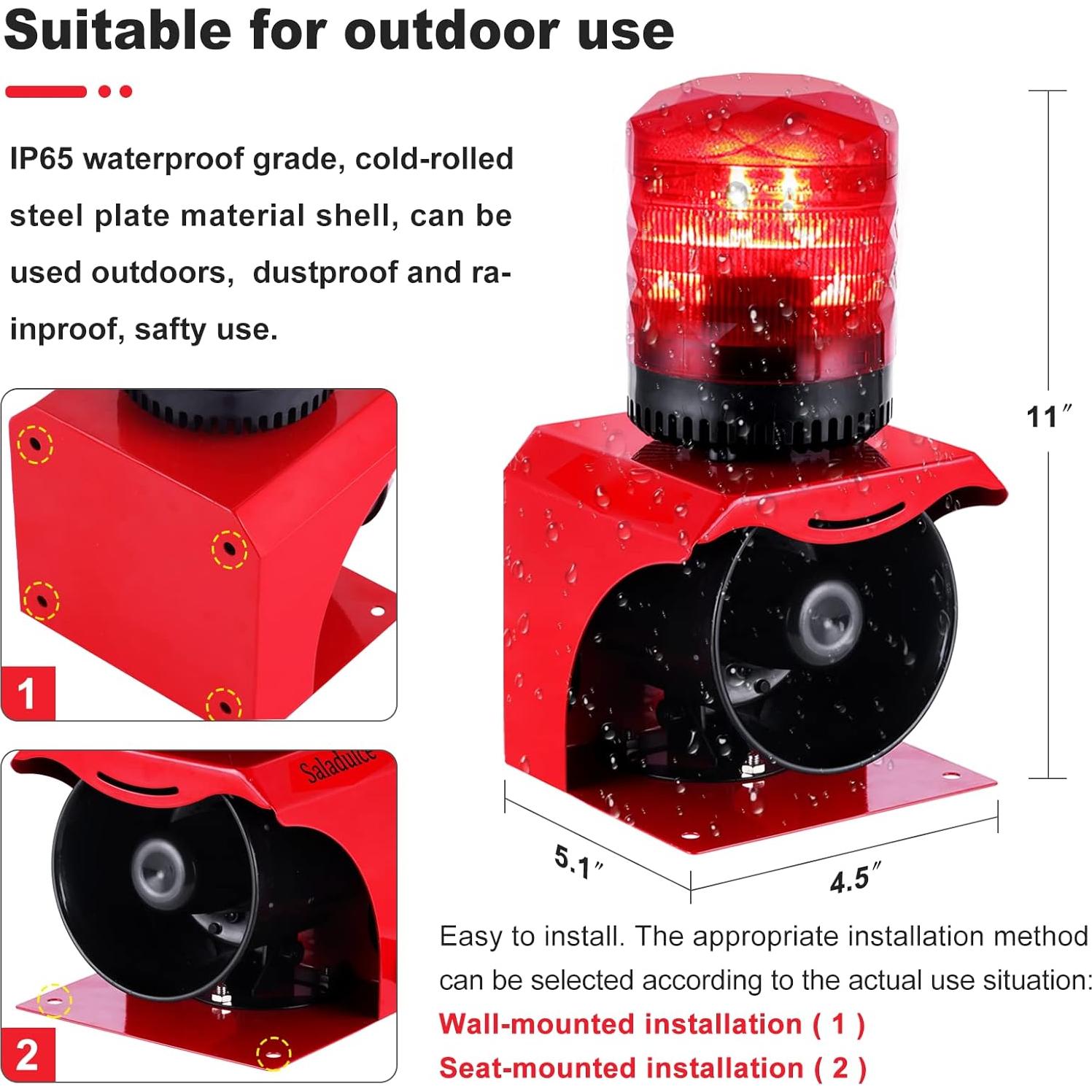 Alarma de Sirena Industrial Saladulce 120dB con Control Remoto