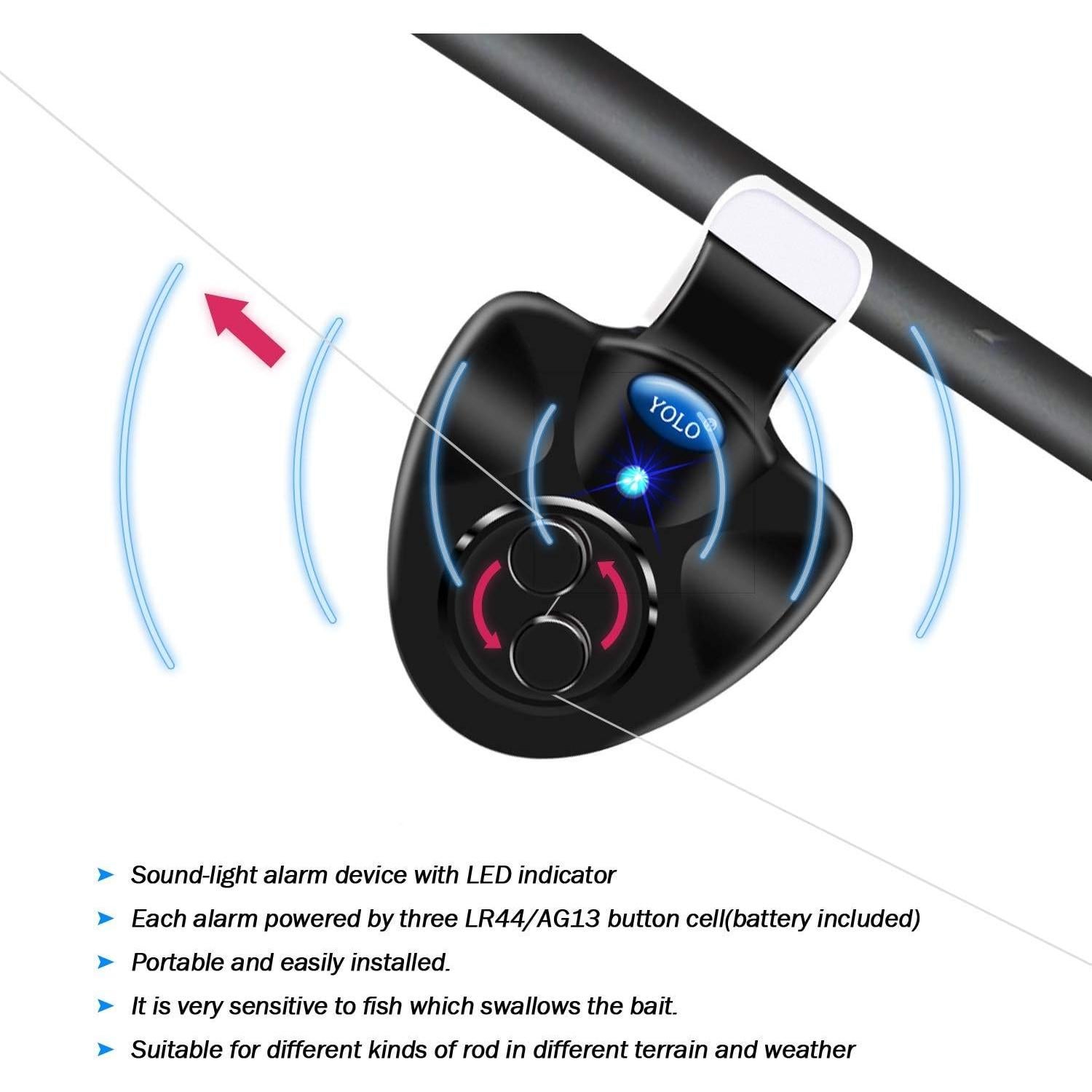 4 Bombillas LED de Alarma Sonora para Pesca Wingsflying