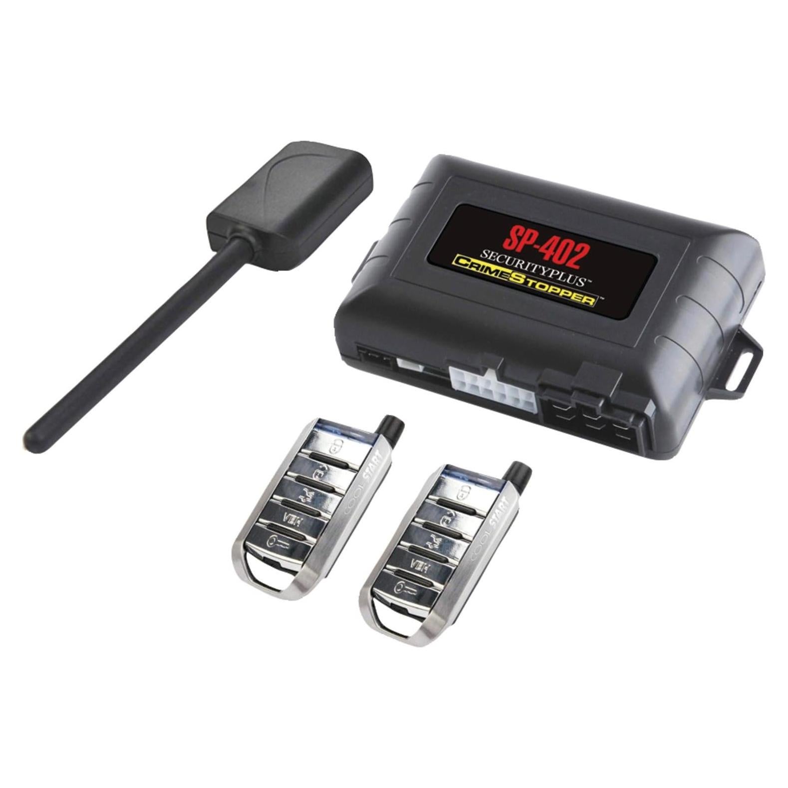 Alarma de Auto Crimestopper SP-402 con Arranque Remoto y Entrada Sin Llave