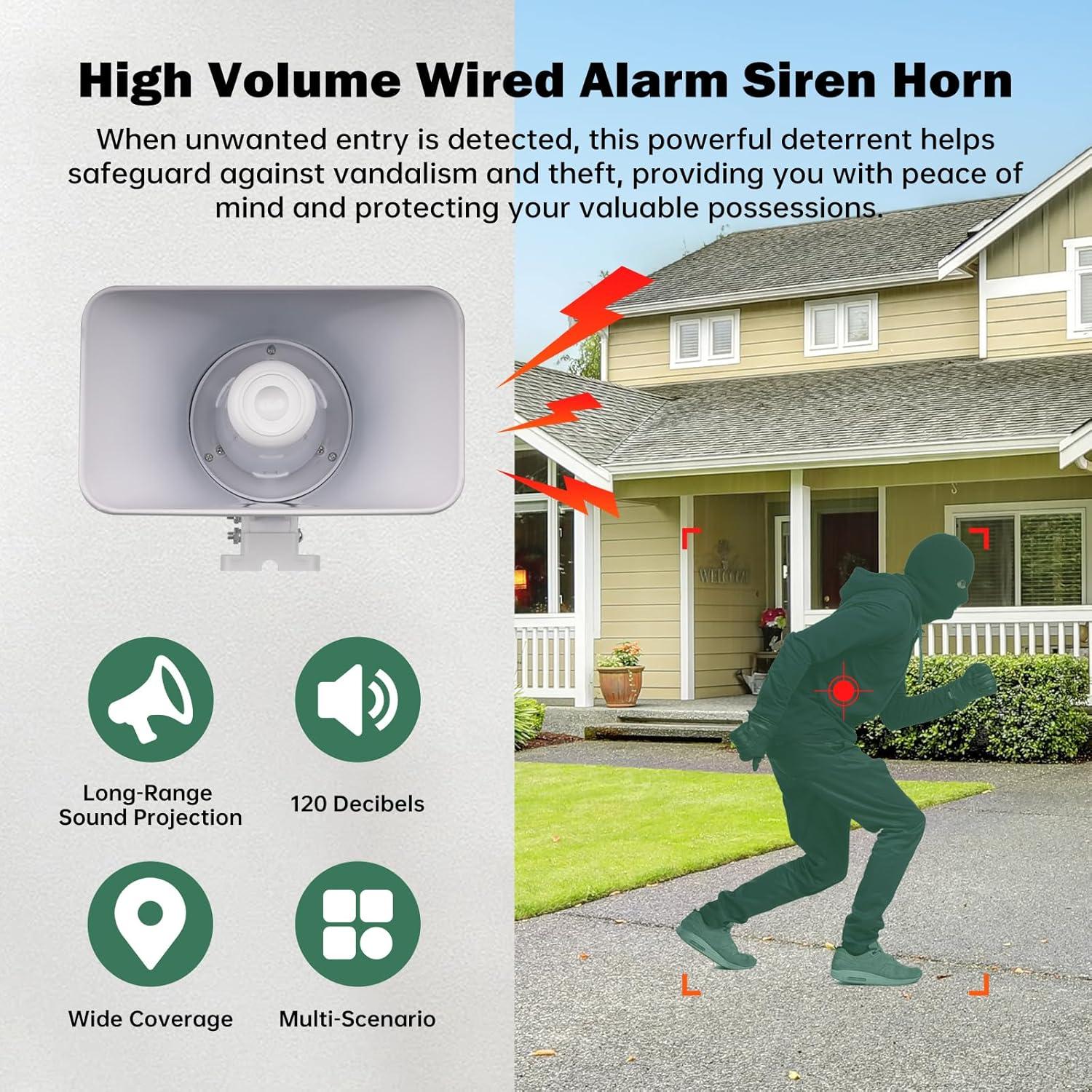Sirena de Seguridad Exterior Nippon America 80W 120dB Control Remoto