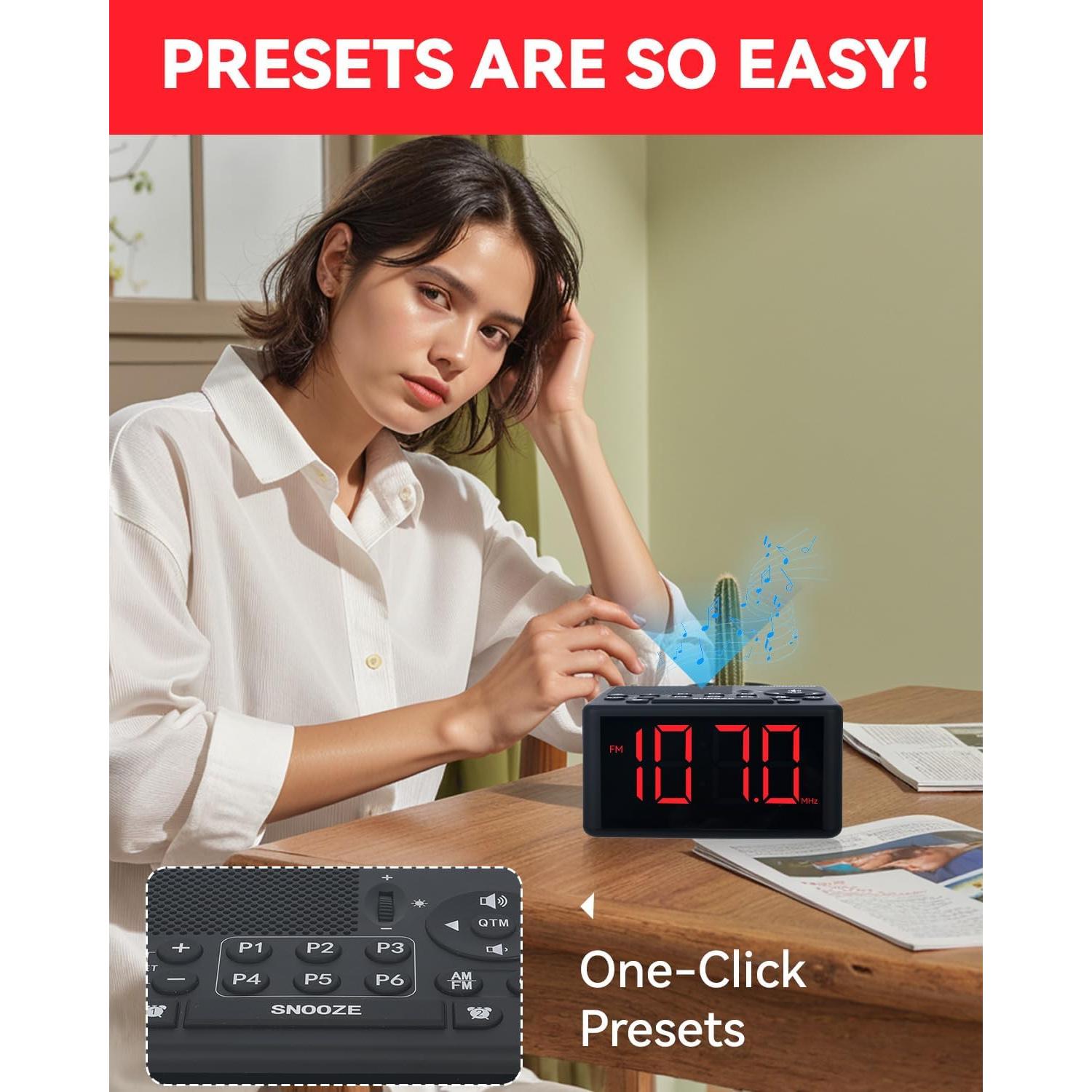 Reloj Despertador Digital FUHONGYUAN Rojo con Radio AM/FM