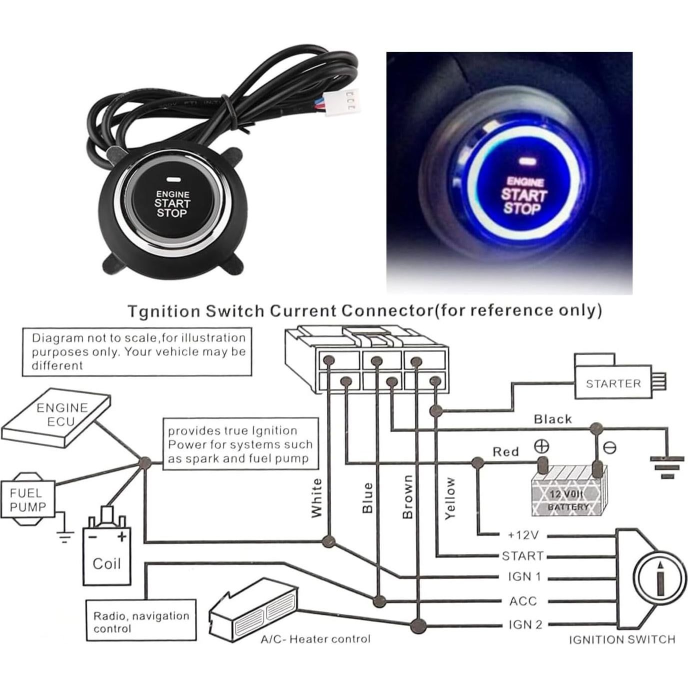 Kit de Encendido Push to Start Haokixin DC12V con RFID