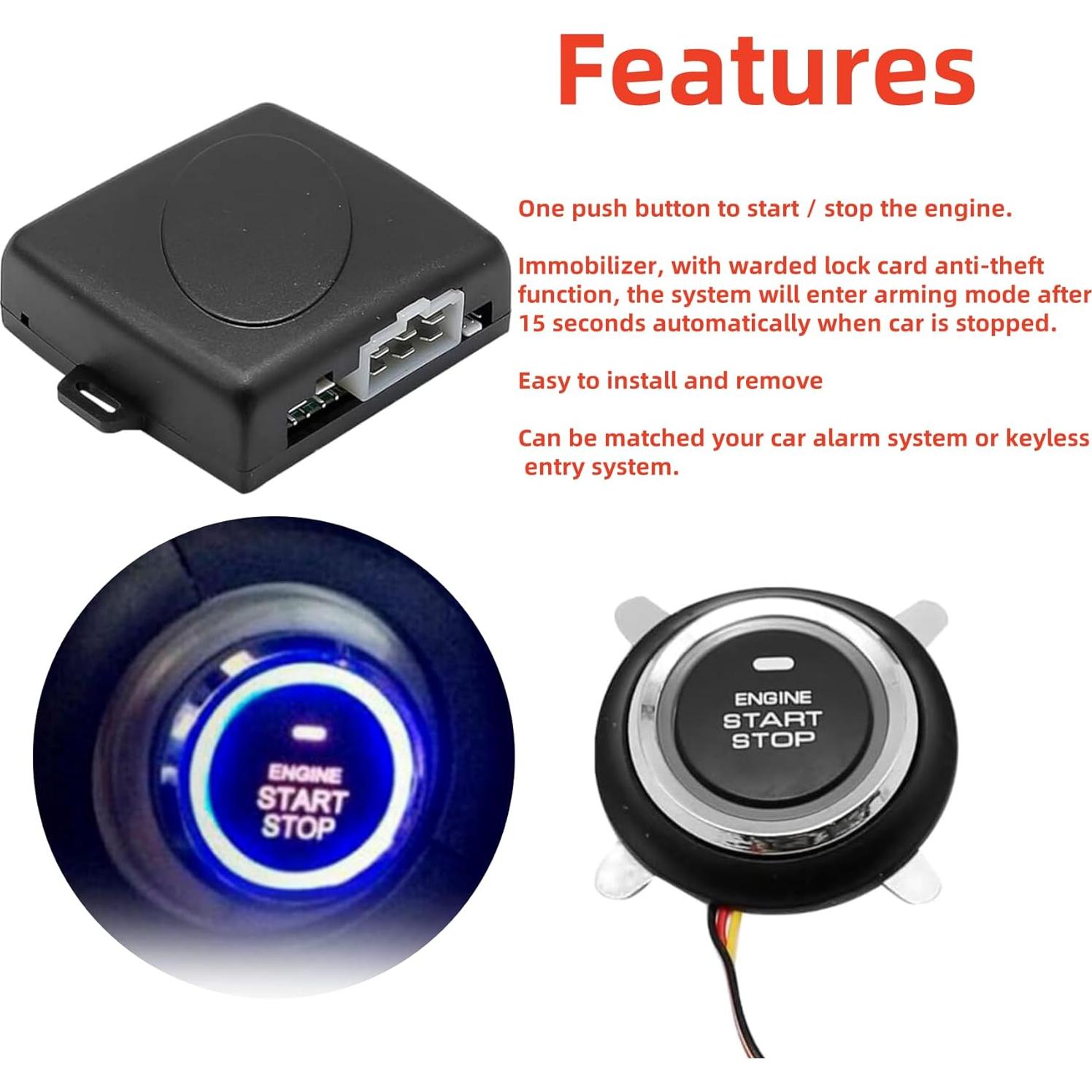 Kit de Encendido Push to Start Haokixin DC12V con RFID