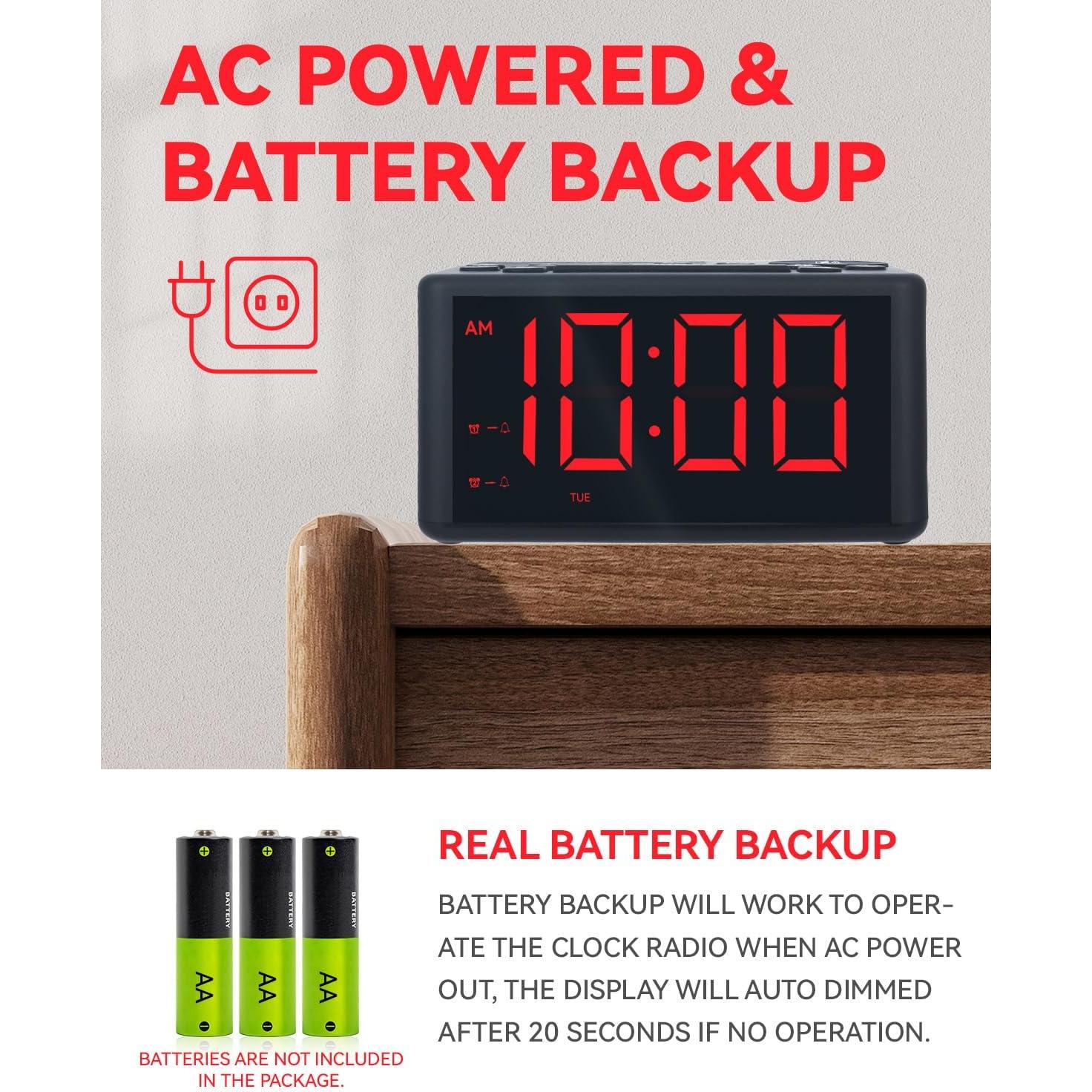 Reloj Despertador Digital FUHONGYUAN Rojo con Radio AM/FM