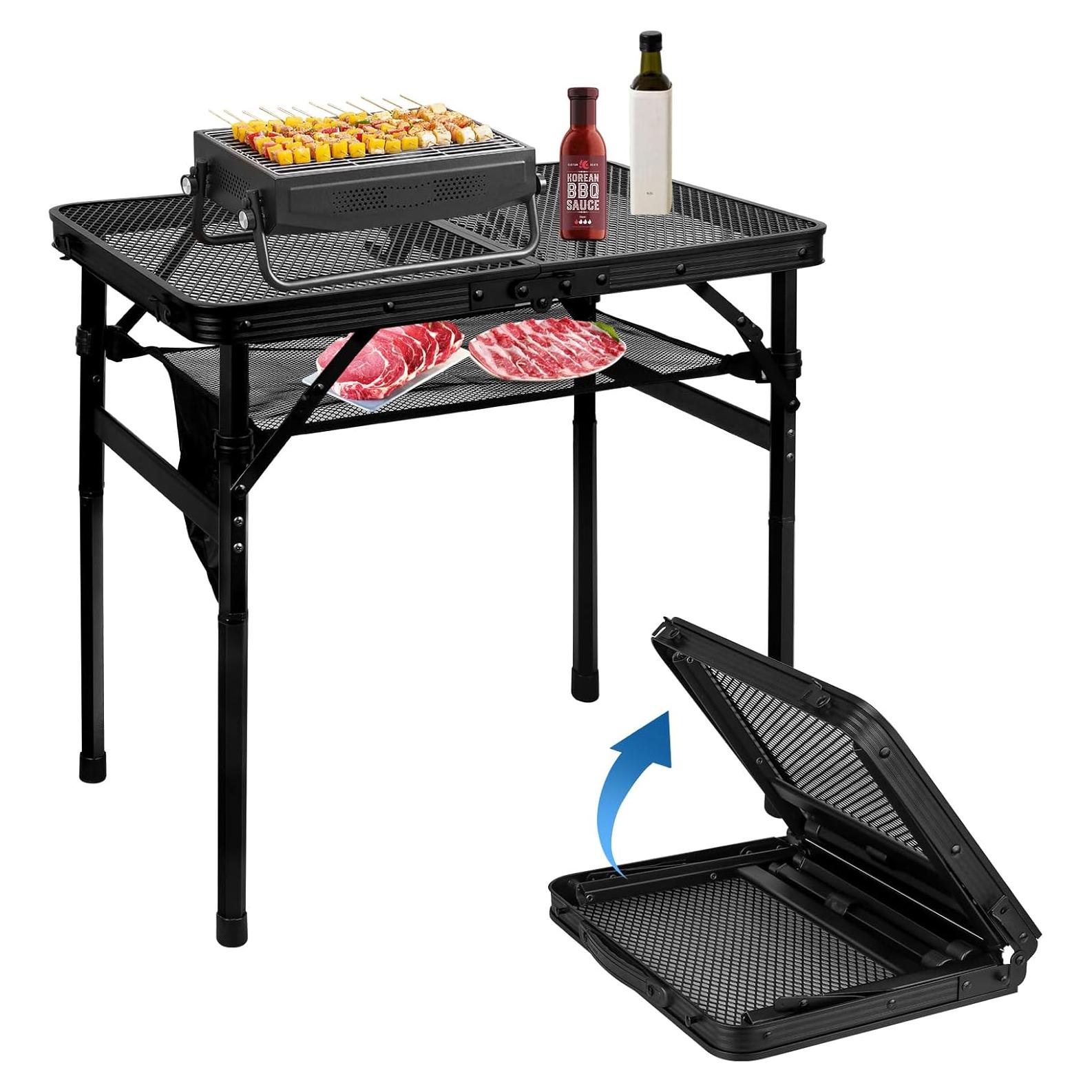 Mesa de Parrilla Plegable MSDADA Aluminio Ajustable 57 cm