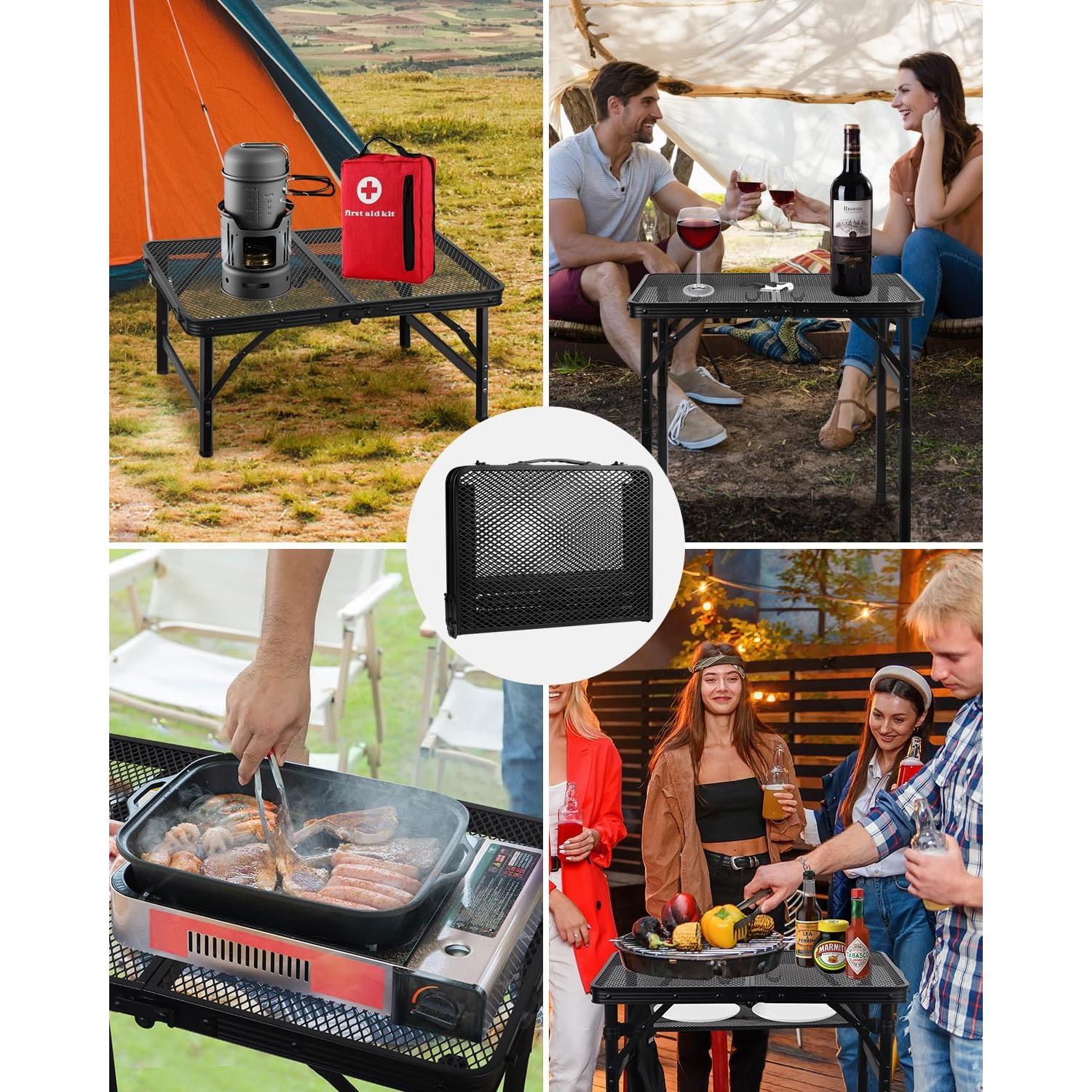 Mesa de Parrilla Plegable MSDADA Aluminio Ajustable 57 cm