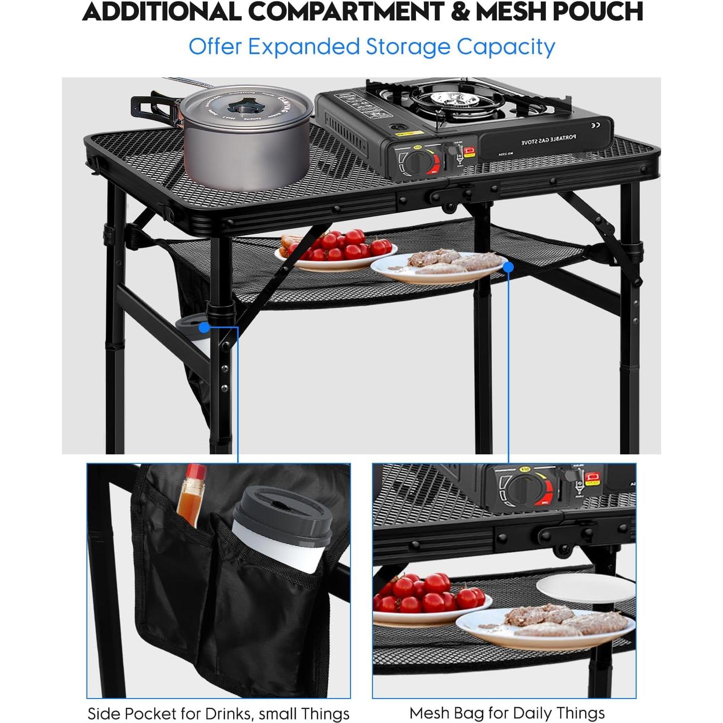 Mesa de Parrilla Plegable MSDADA Aluminio Ajustable 57 cm