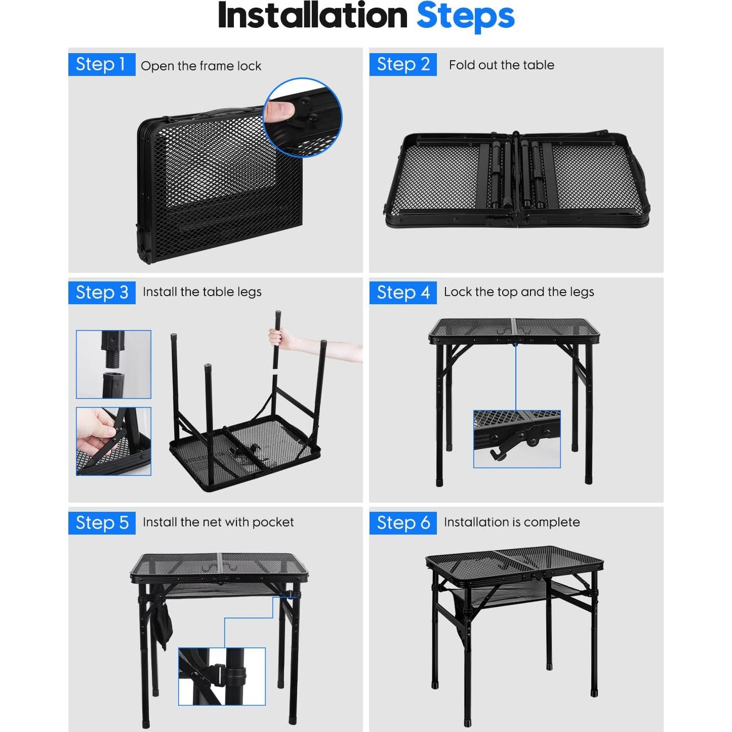 Mesa de Parrilla Plegable MSDADA Aluminio Ajustable 57 cm