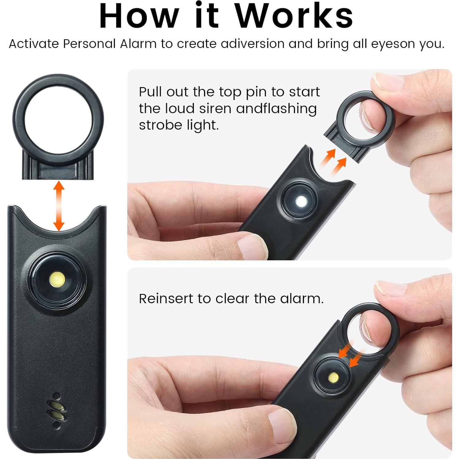 Alarma Personal de Seguridad TIPSEAN 135dB con Luz LED Recargable