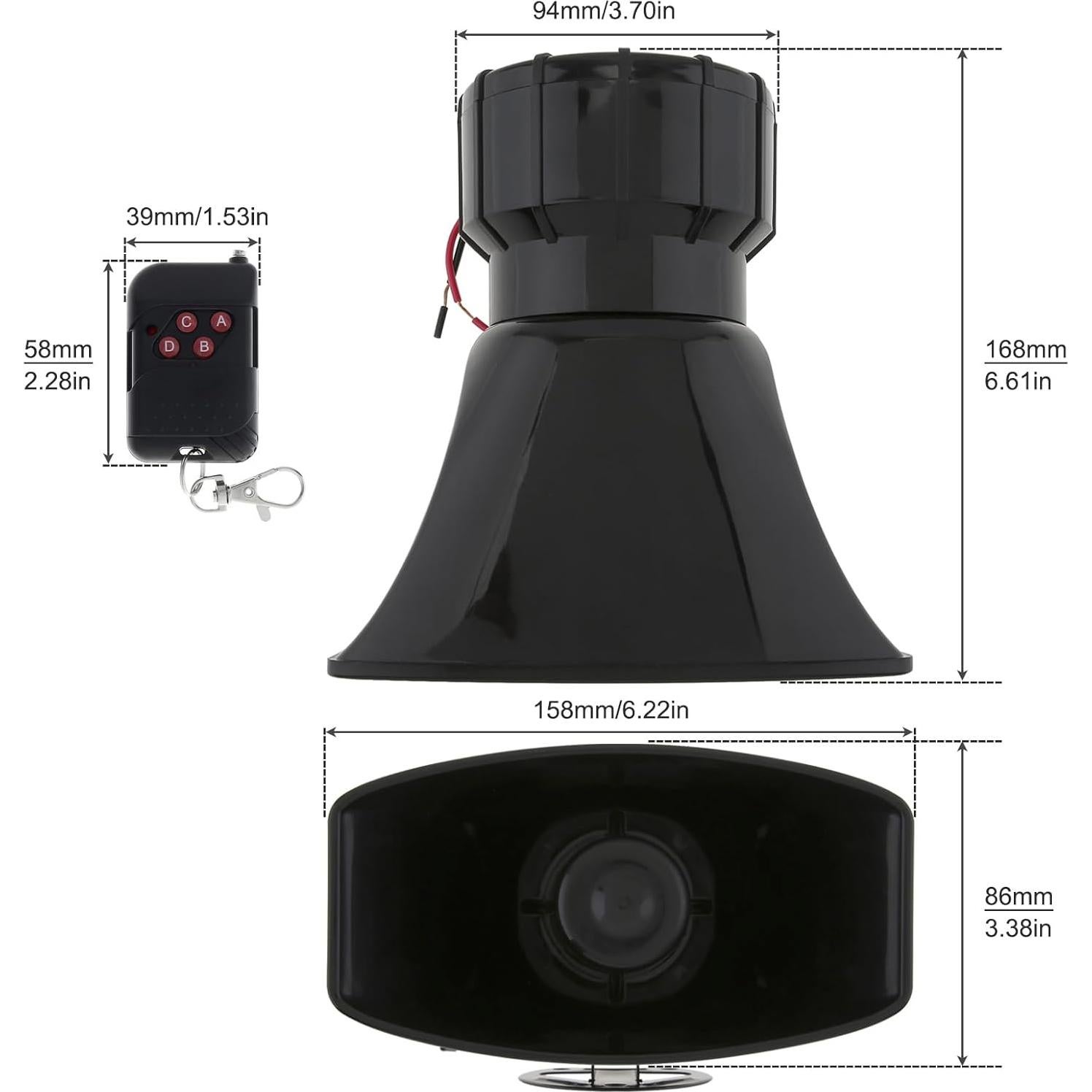 Sirena de Automóvil ePathChina 7 Tonos 100W Control Remoto
