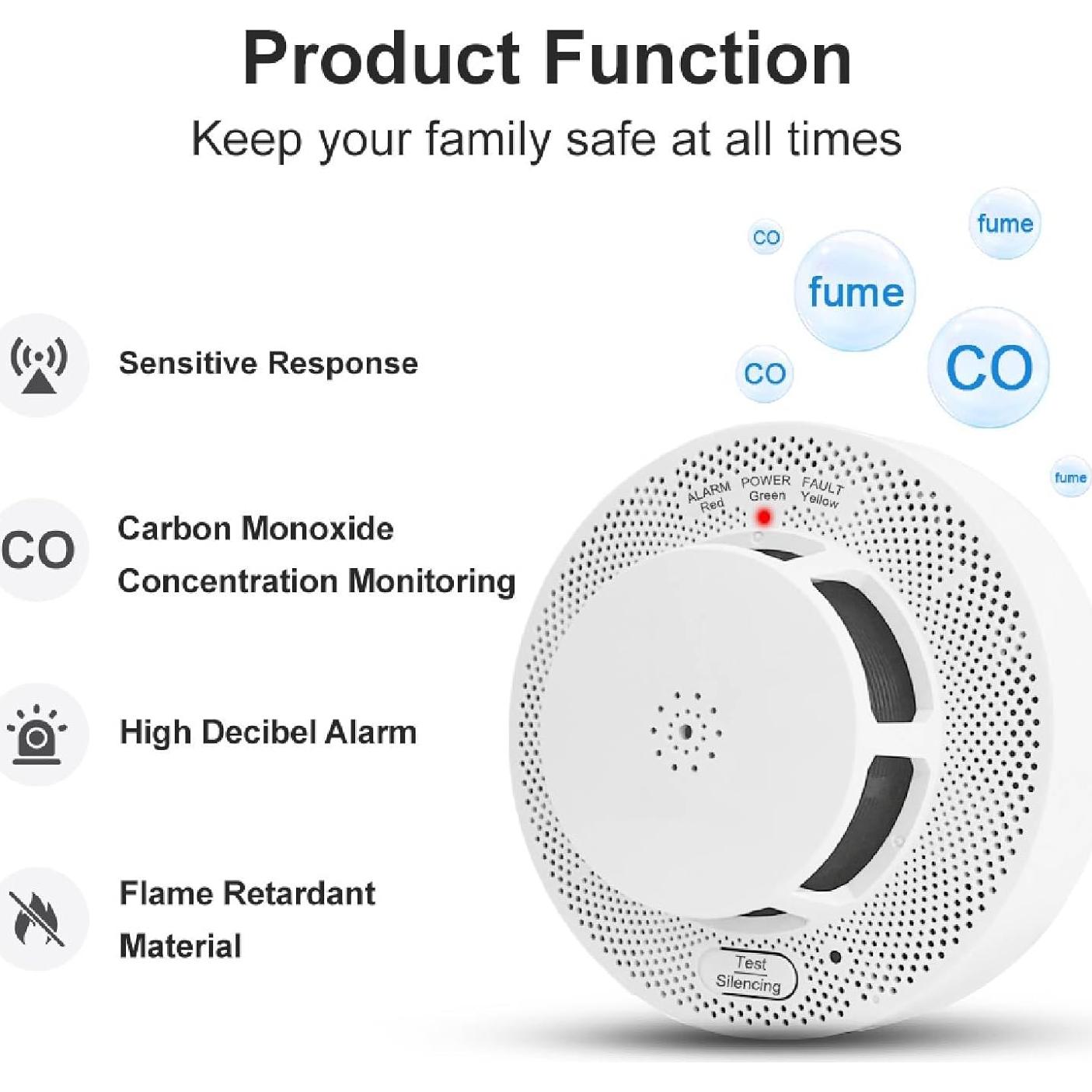 Detector de Humo y Monóxido de Carbono WeGoIOT JTY-GW-YB0520