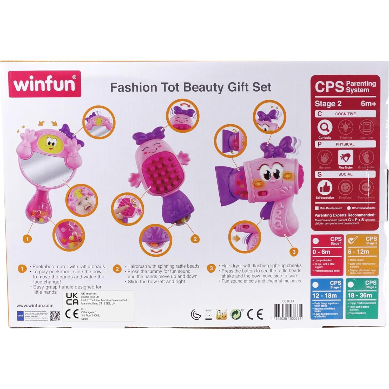 Conjunto de Belleza Interactivo Winfun 003033 | Espejo, Cepillo y Secador