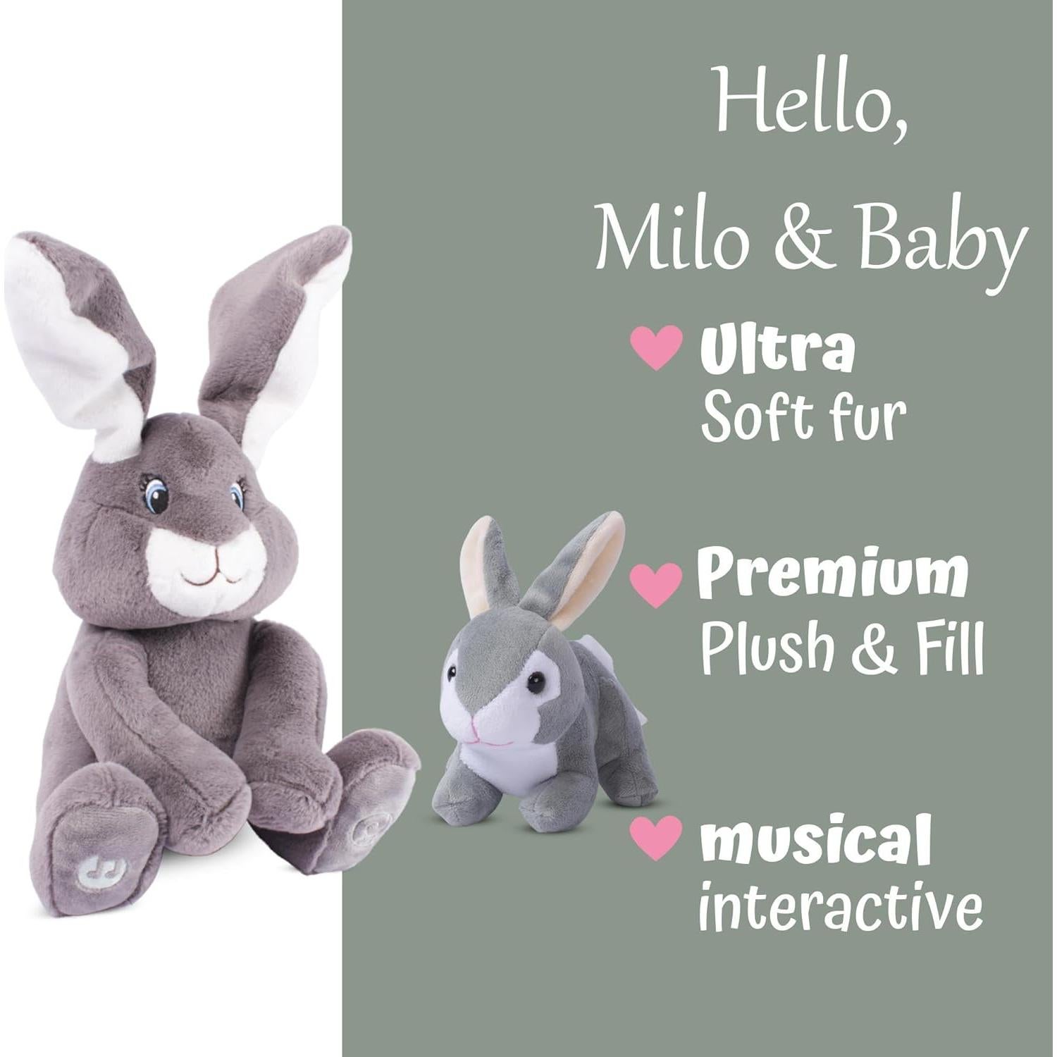 Conejo de Peluche Interactivo Dimple Milo - Peek-a-Boo Gris