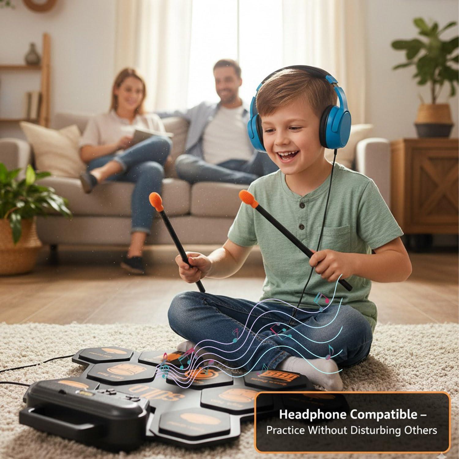 Batería Electrónica Portátil Moreup MPDRUM - 9 Pads, Recargable