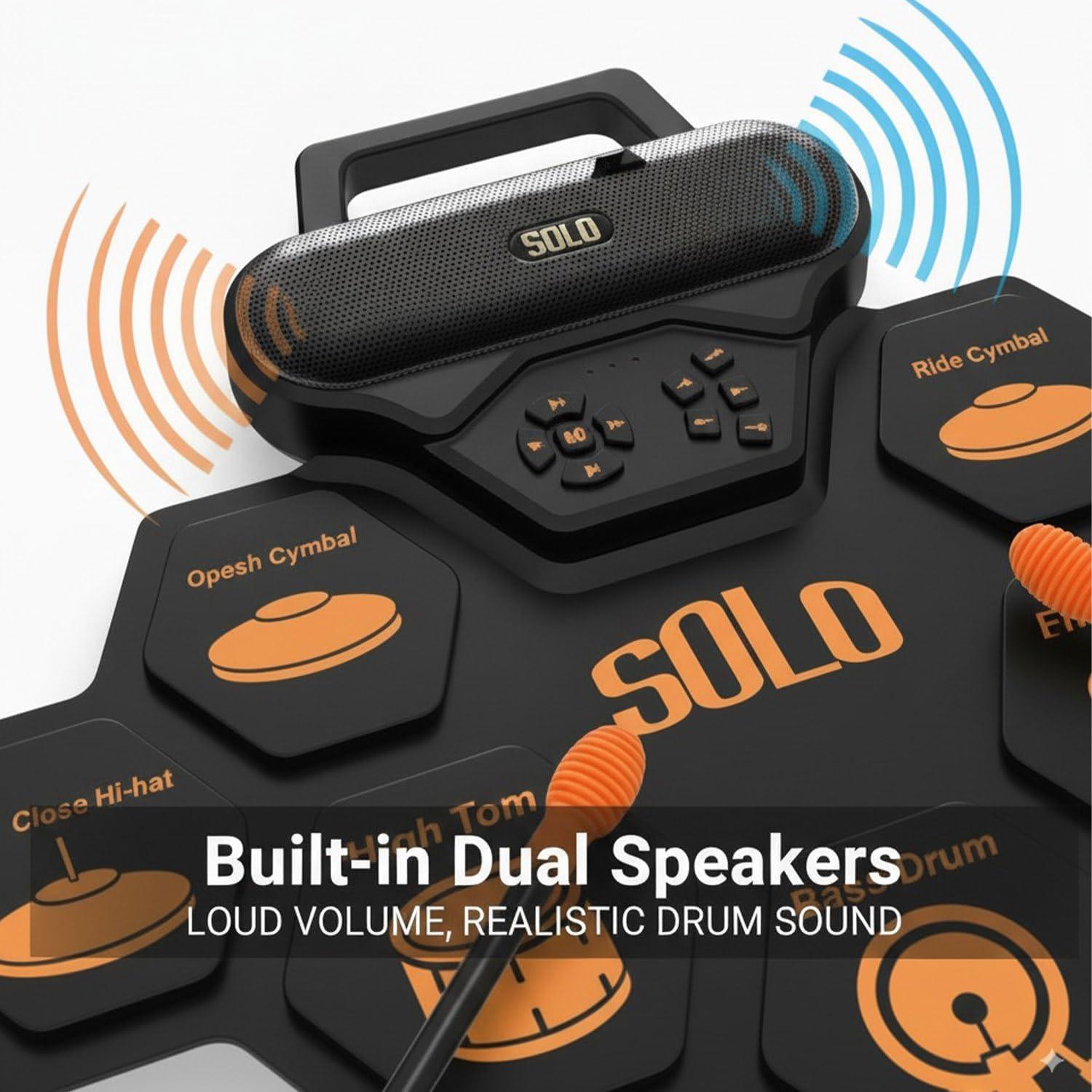 Batería Electrónica Portátil Moreup MPDRUM - 9 Pads, Recargable