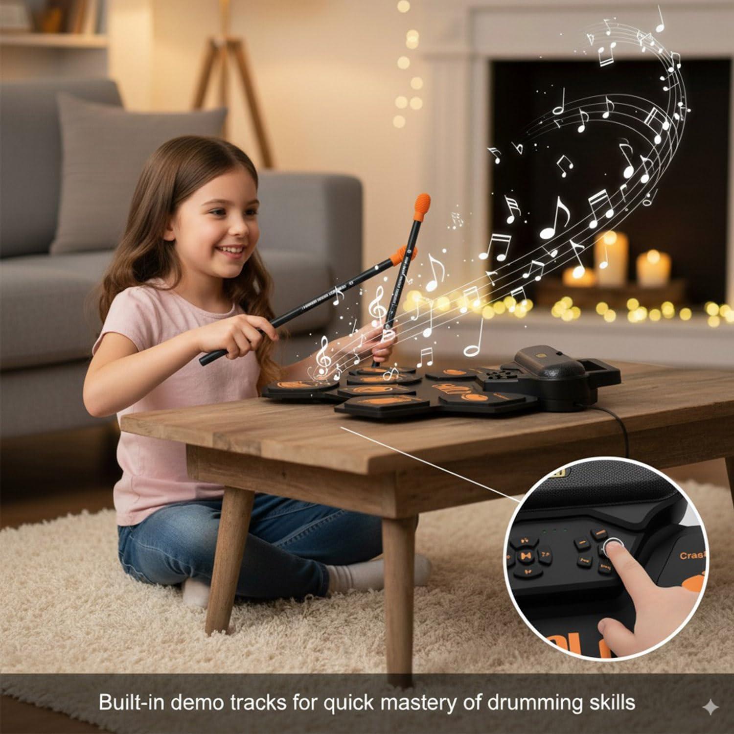 Batería Electrónica Portátil Moreup MPDRUM - 9 Pads, Recargable