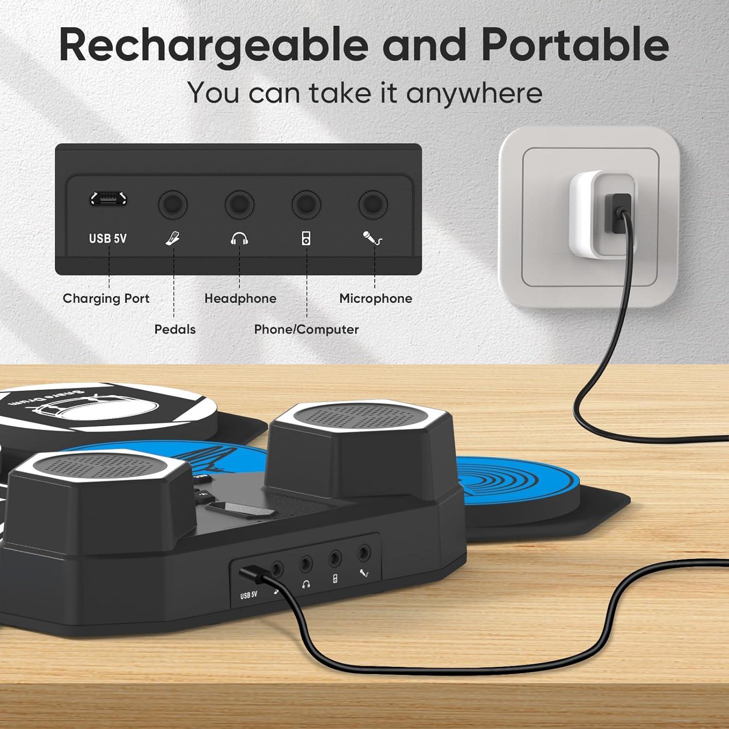 Set de Batería Eléctrica Portátil Dongguanshi DK-1, 9 Pads