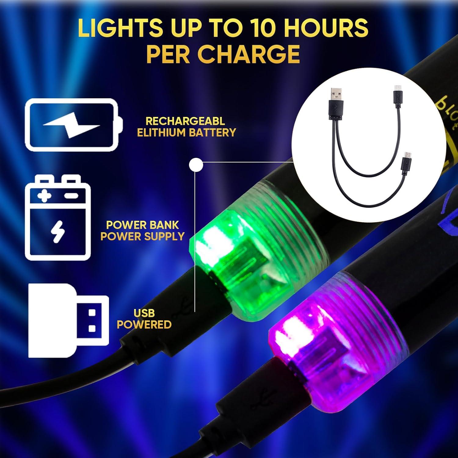 Baquetas Iluminadas Recargables Musfunny 15 Colores para Batería