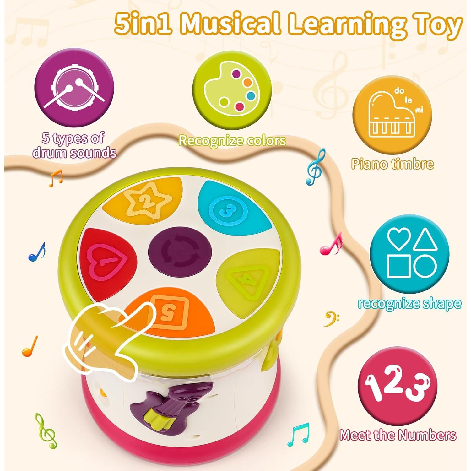 Tambor Musical Educativo 5 en 1 Nicknack 0-3 Años