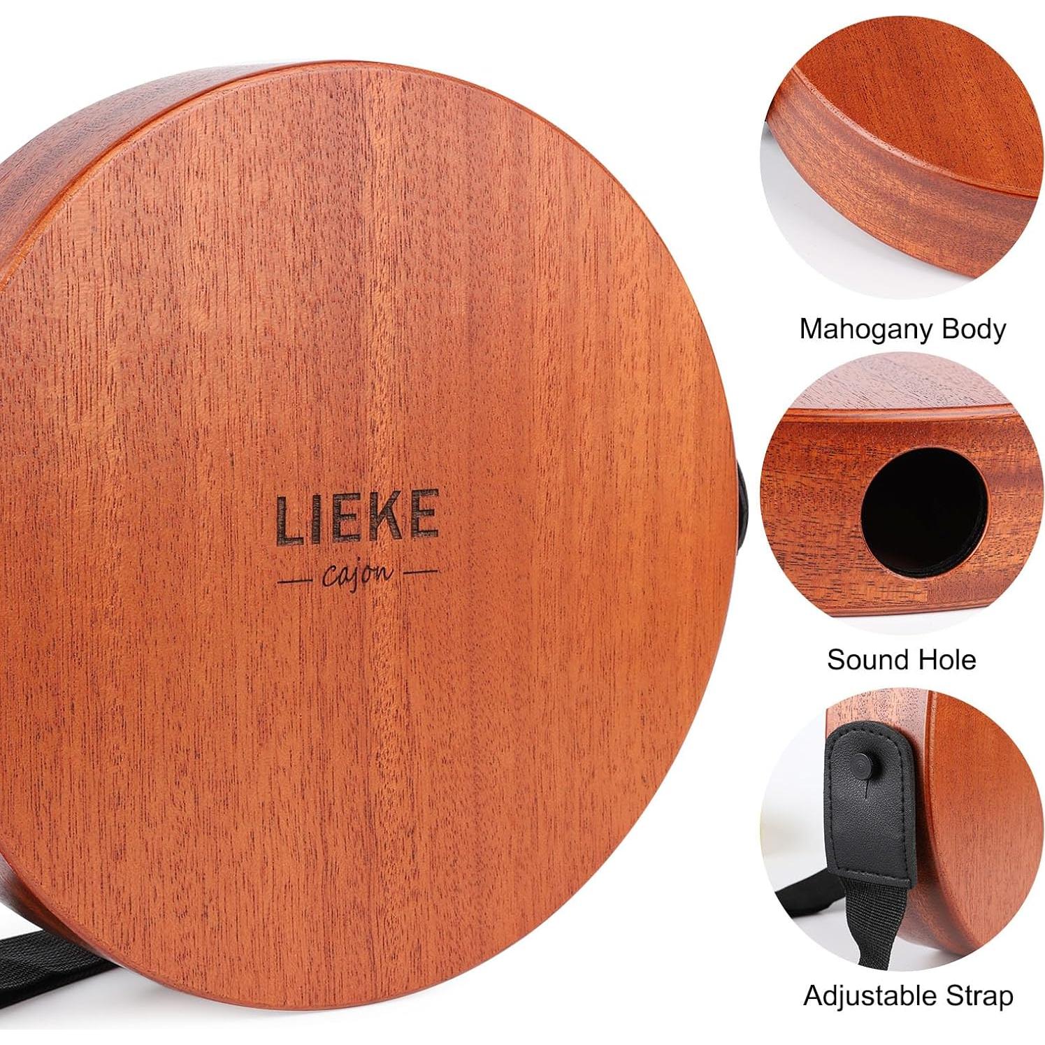 Cajón Portátil LIEKE 10" de Caoba con Cuerdas y Bolsa