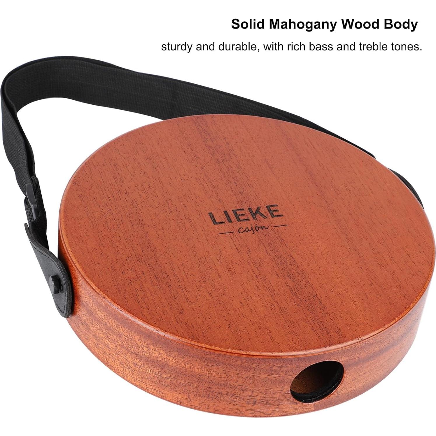 Cajón Portátil LIEKE 10" de Caoba con Cuerdas y Bolsa