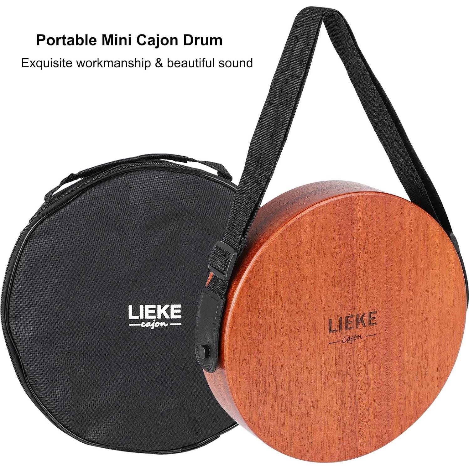 Cajón Portátil LIEKE 10" de Caoba con Cuerdas y Bolsa