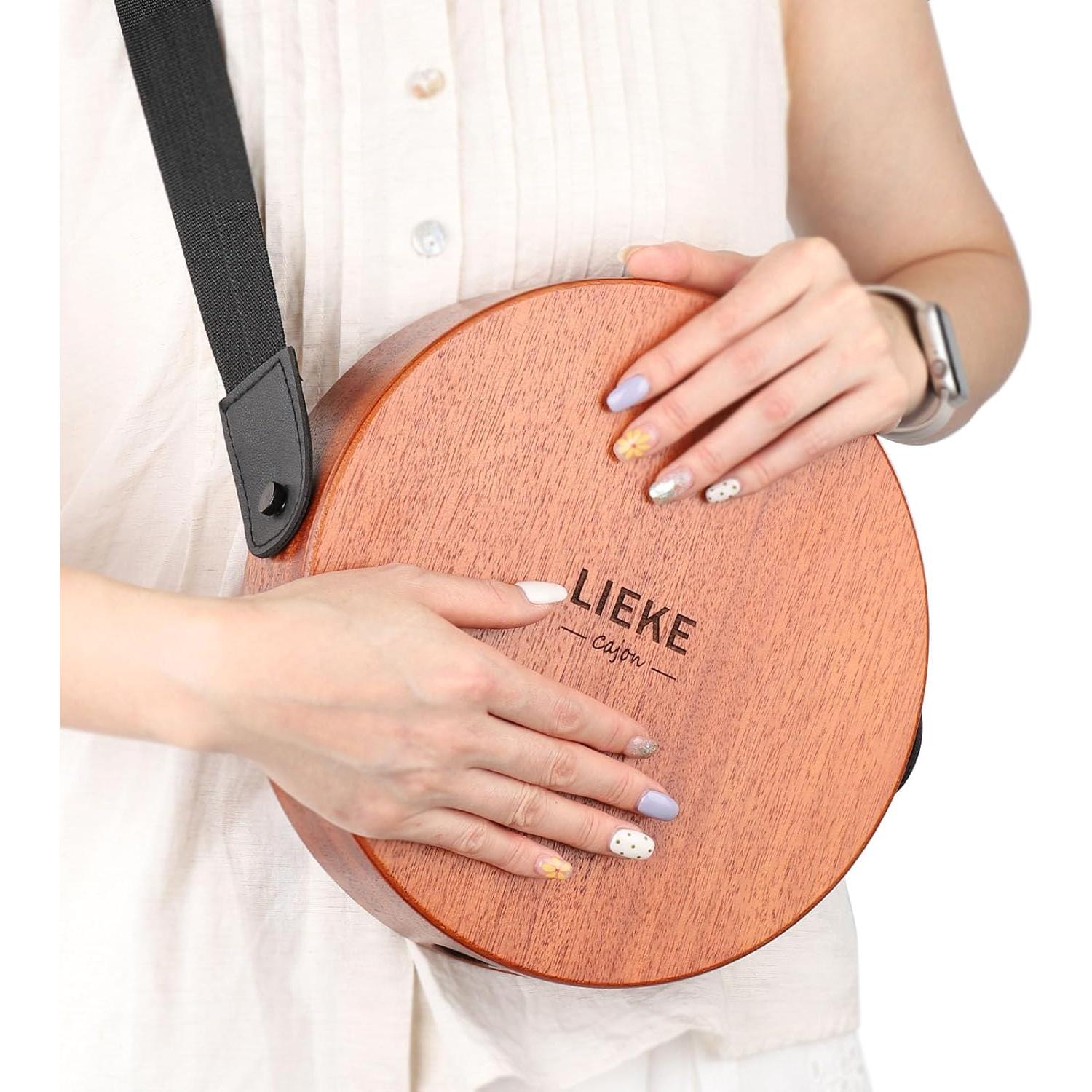 Cajón Portátil LIEKE 10" de Caoba con Cuerdas y Bolsa