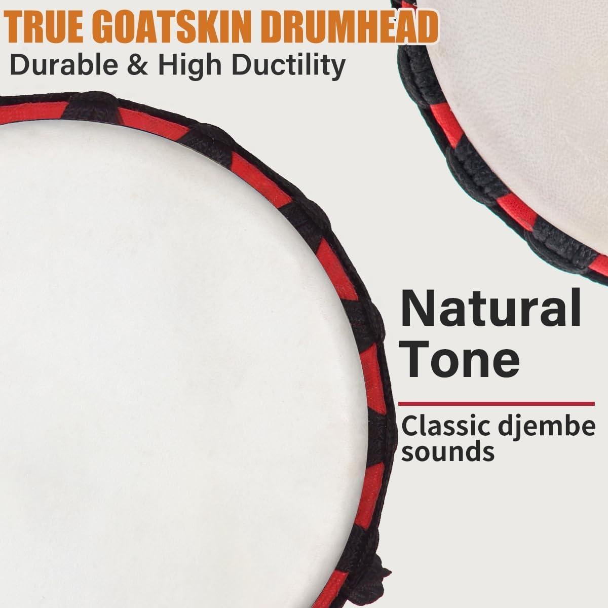 Tambor Djembe Africano Lotmusic 10" Piel de Cabra Caoba