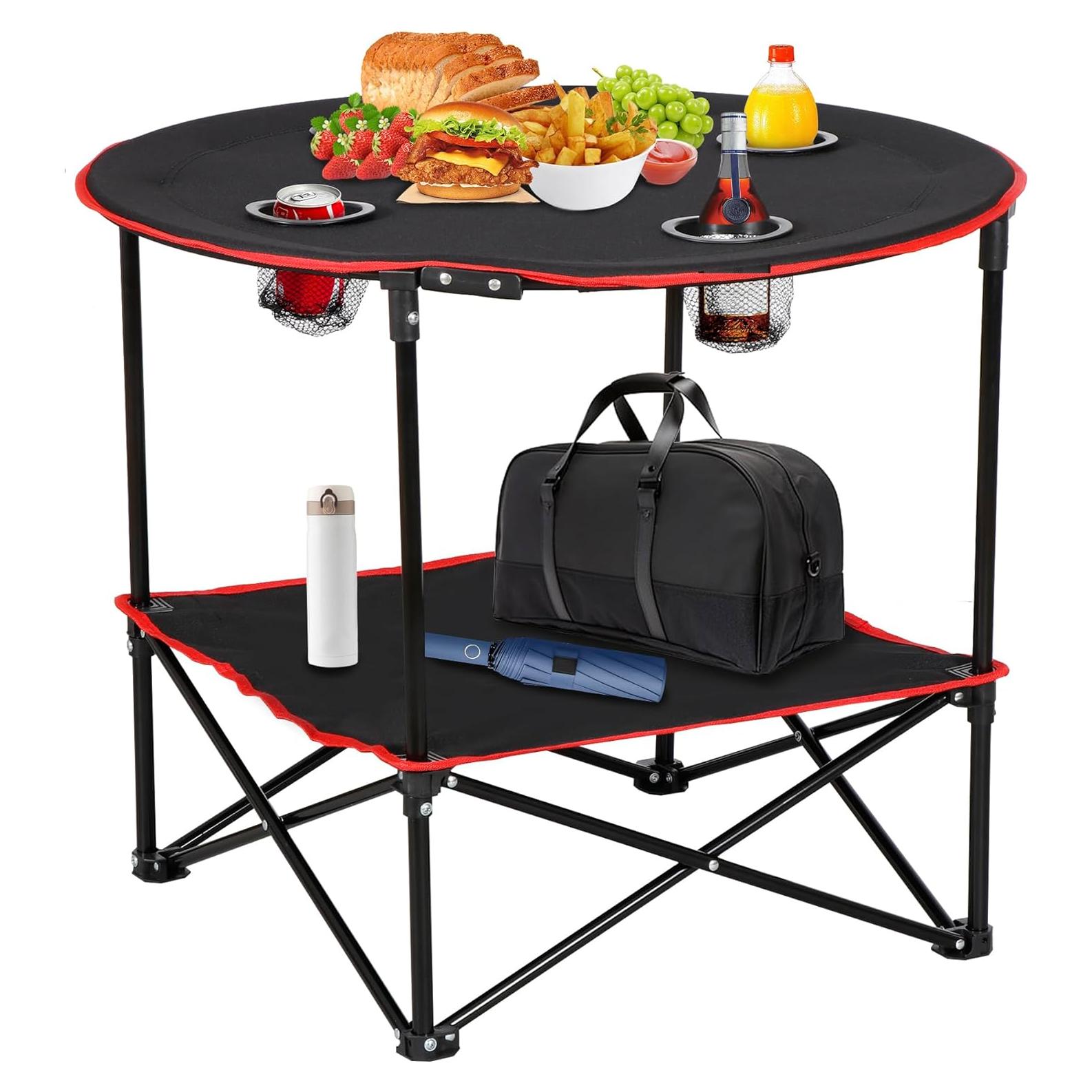Mesa de Picnic Plegable ZENY 71.1 cm con 4 Portavasos