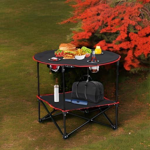 Mesa de Picnic Plegable ZENY 71.1 cm con 4 Portavasos
