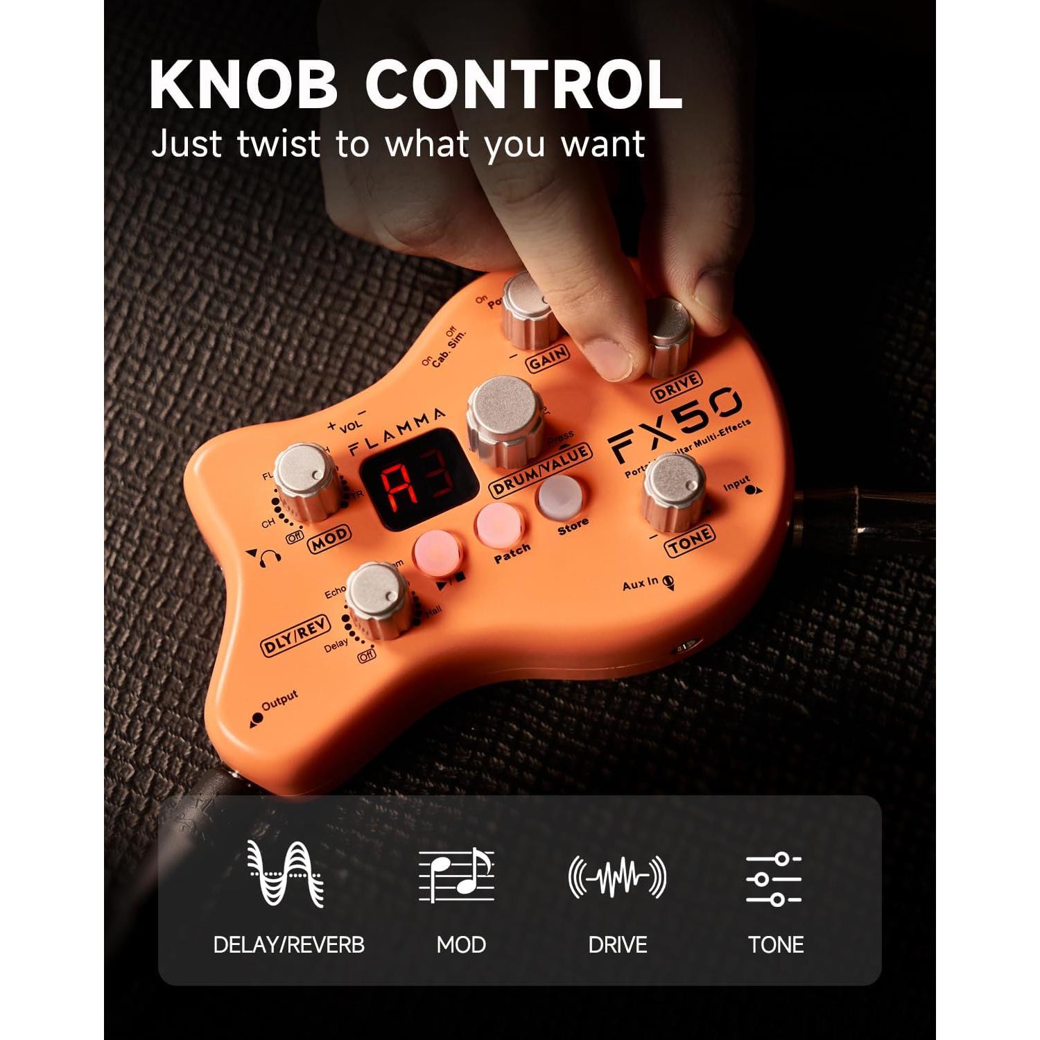 Pedal de Efectos para Guitarra FLAMMA FX50 con 15 Efectos