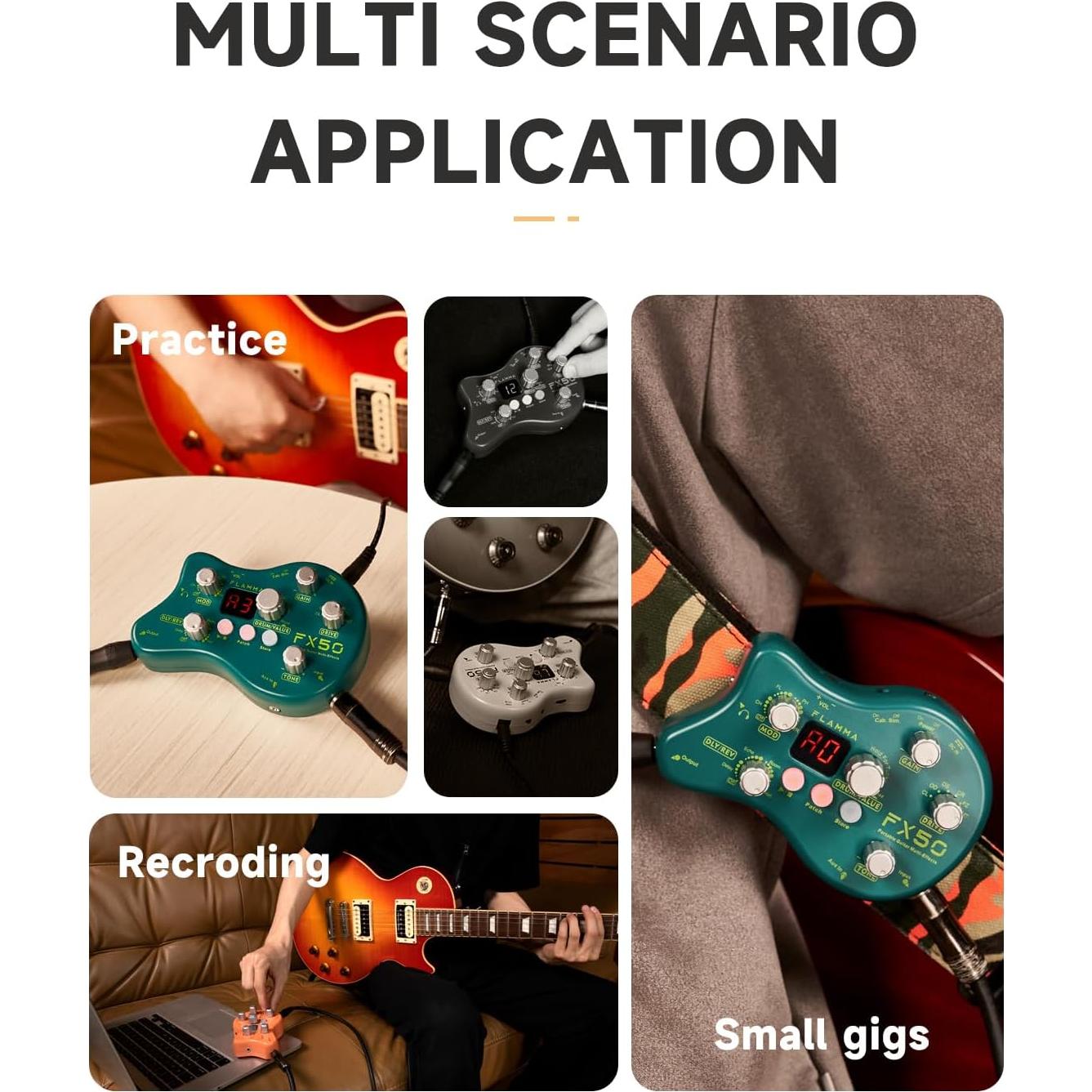 Pedal de Efectos para Guitarra FLAMMA FX50 con 15 Efectos