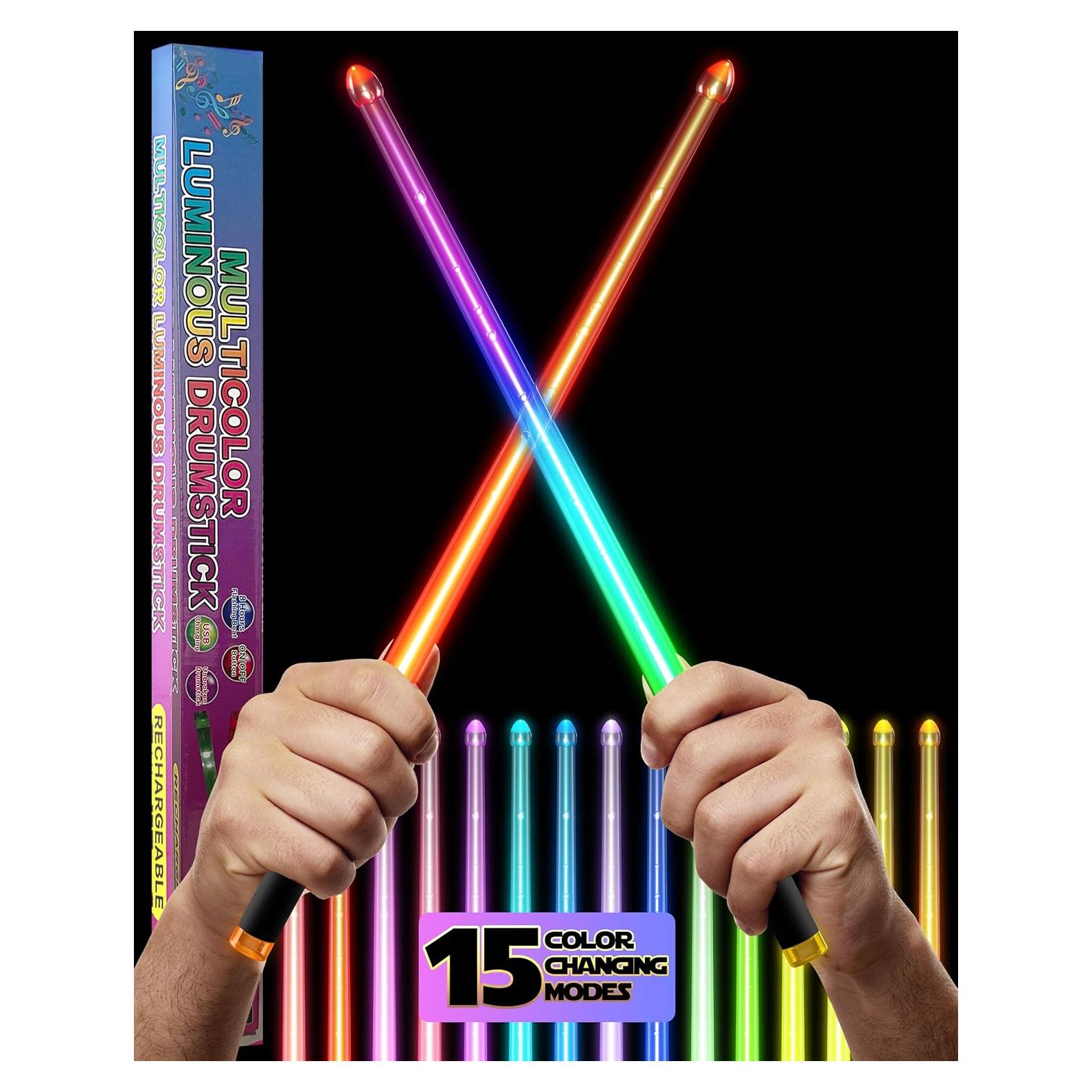 Palos de Tambor LED Recargables Lightsaber 42 cm - 15 Modos