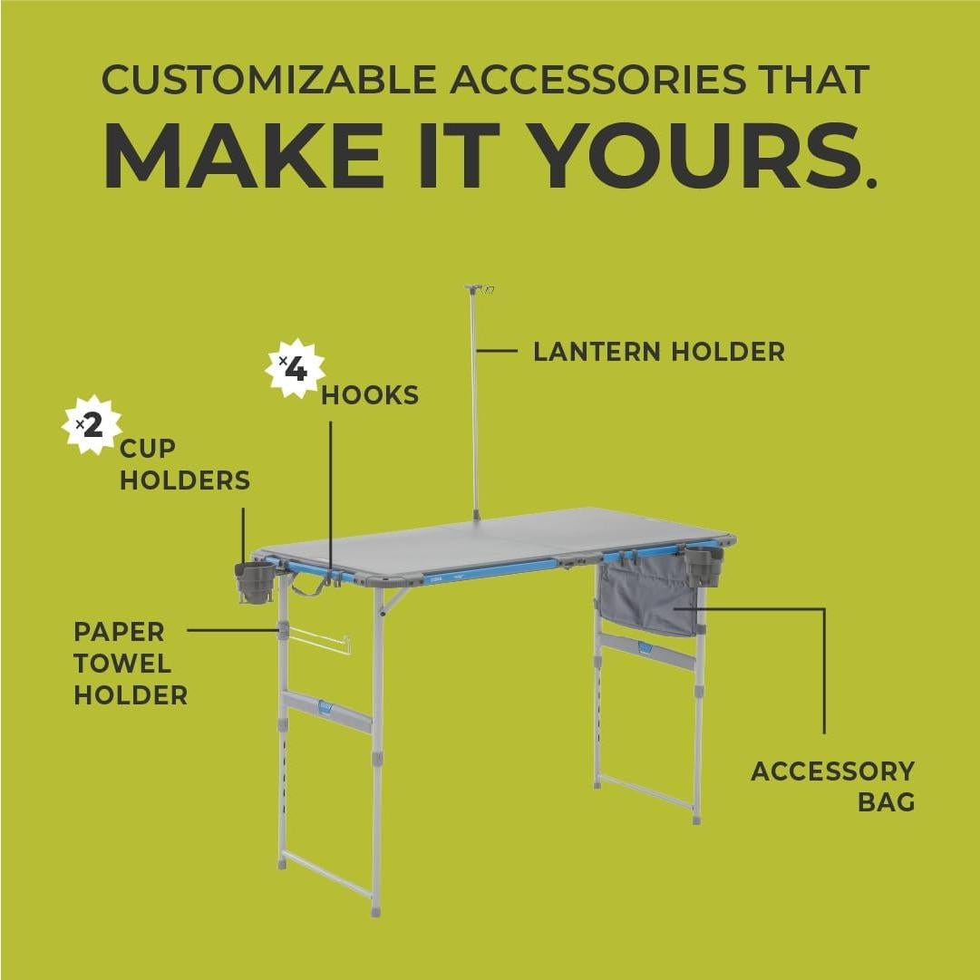 Mesa de Campamento CORE FlexRail | 4 Pies Ajustable y Plegable