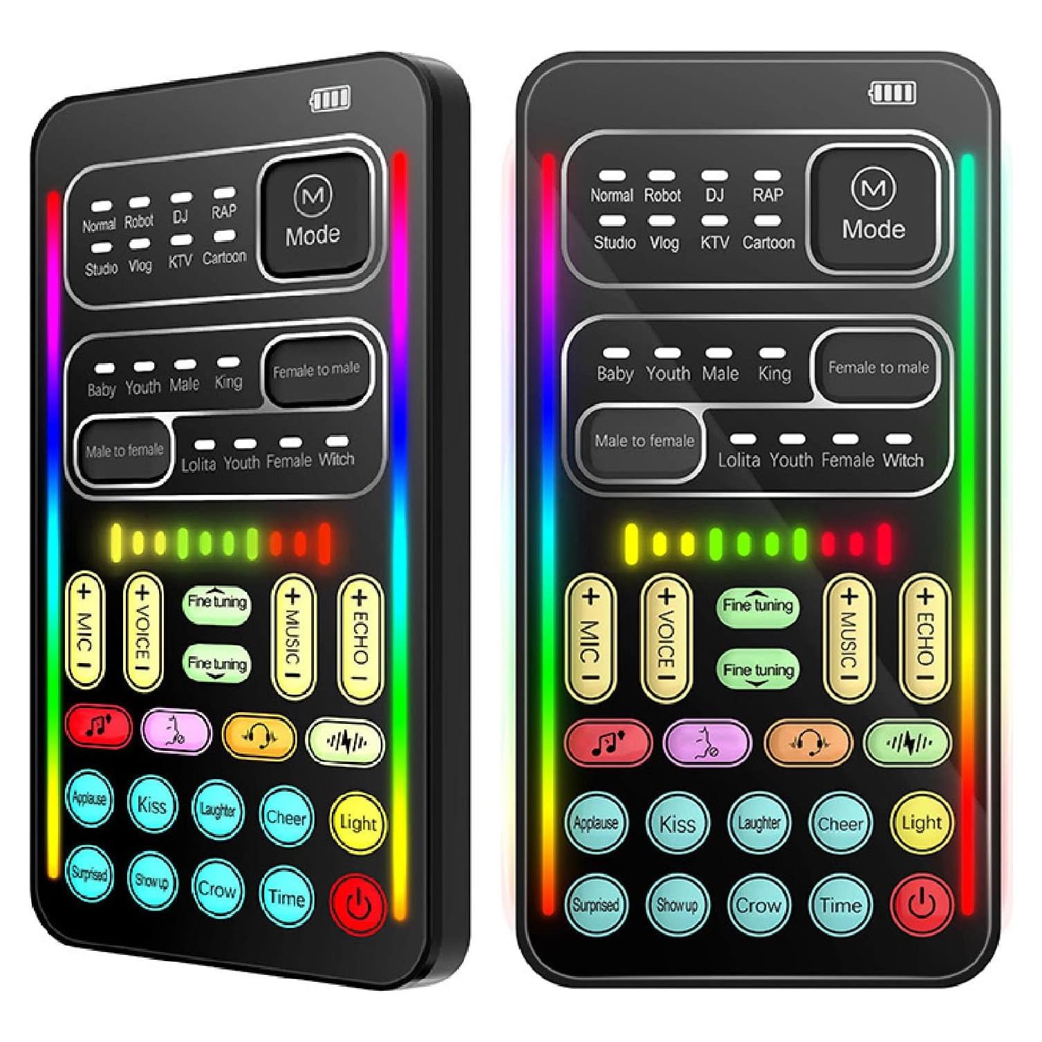 Cambiador de Voz Portátil Brrnoo, 8 Modos, Efectos LED