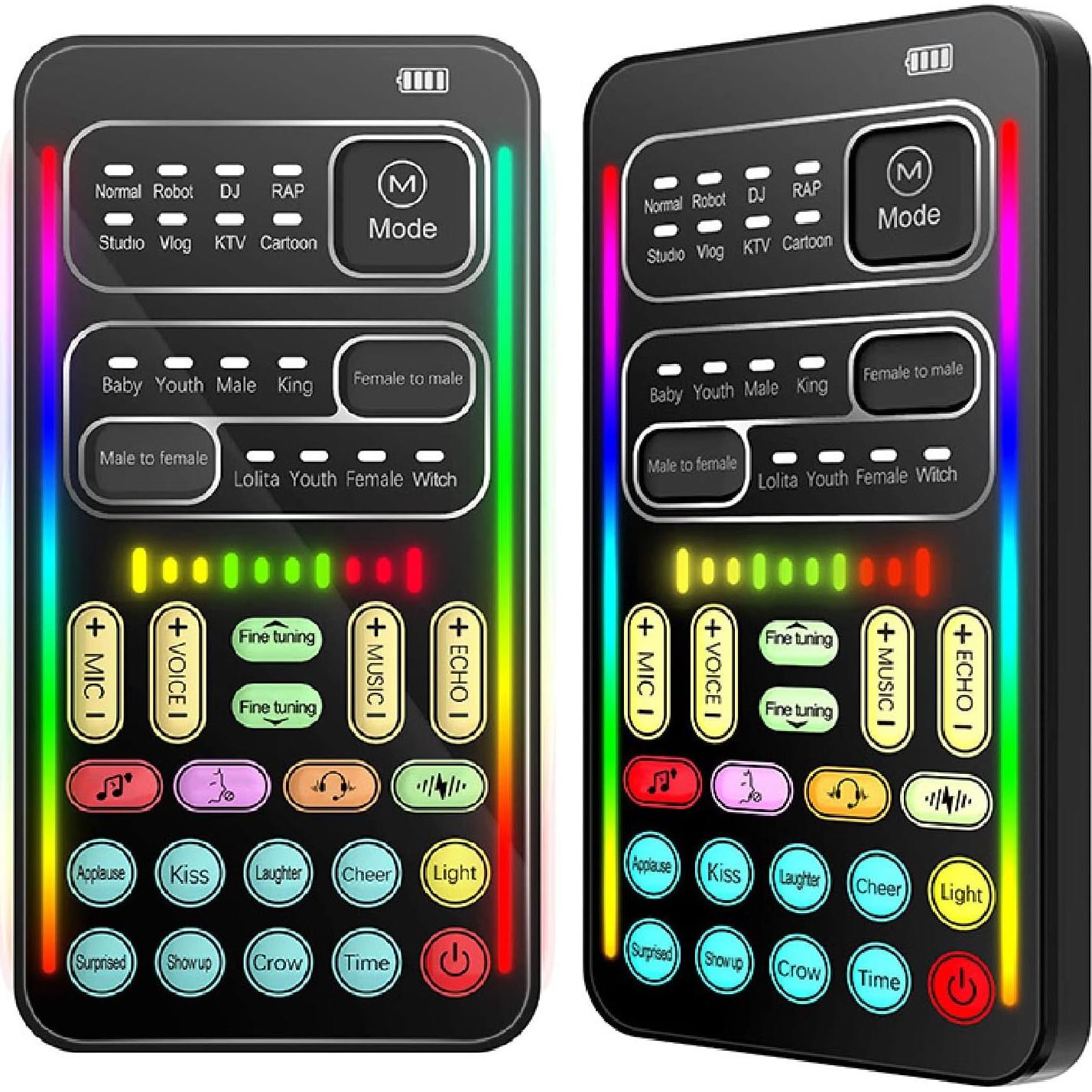 Cambiador de Voz Portátil Brrnoo, 8 Modos, Efectos LED