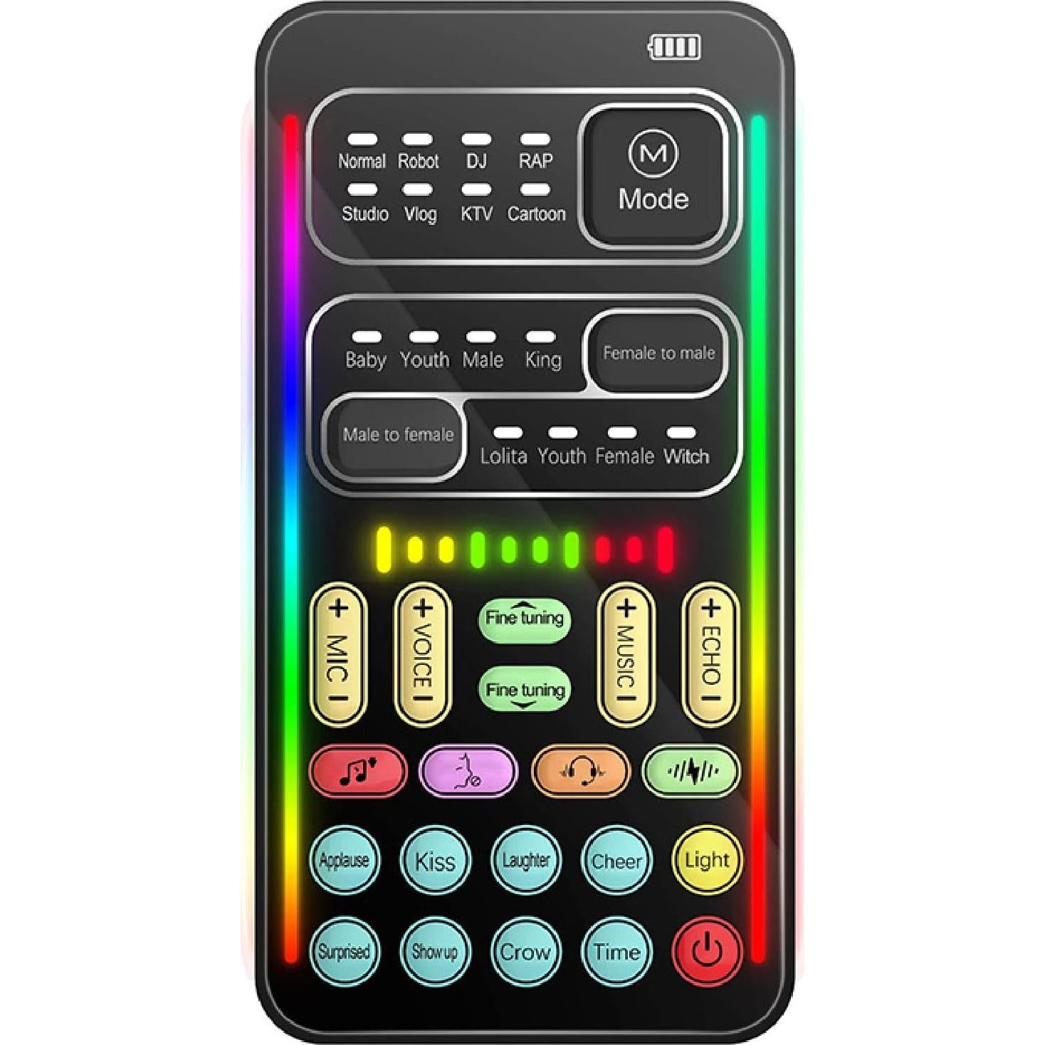 Cambiador de Voz Portátil Brrnoo, 8 Modos, Efectos LED