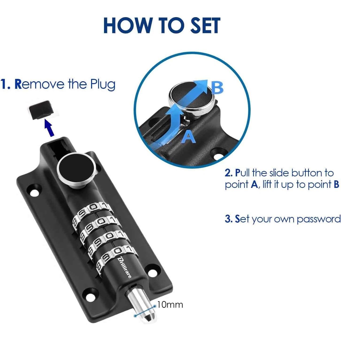 Cerradura Combinada BRILLIRARE HD09 4 Dígitos Resistente