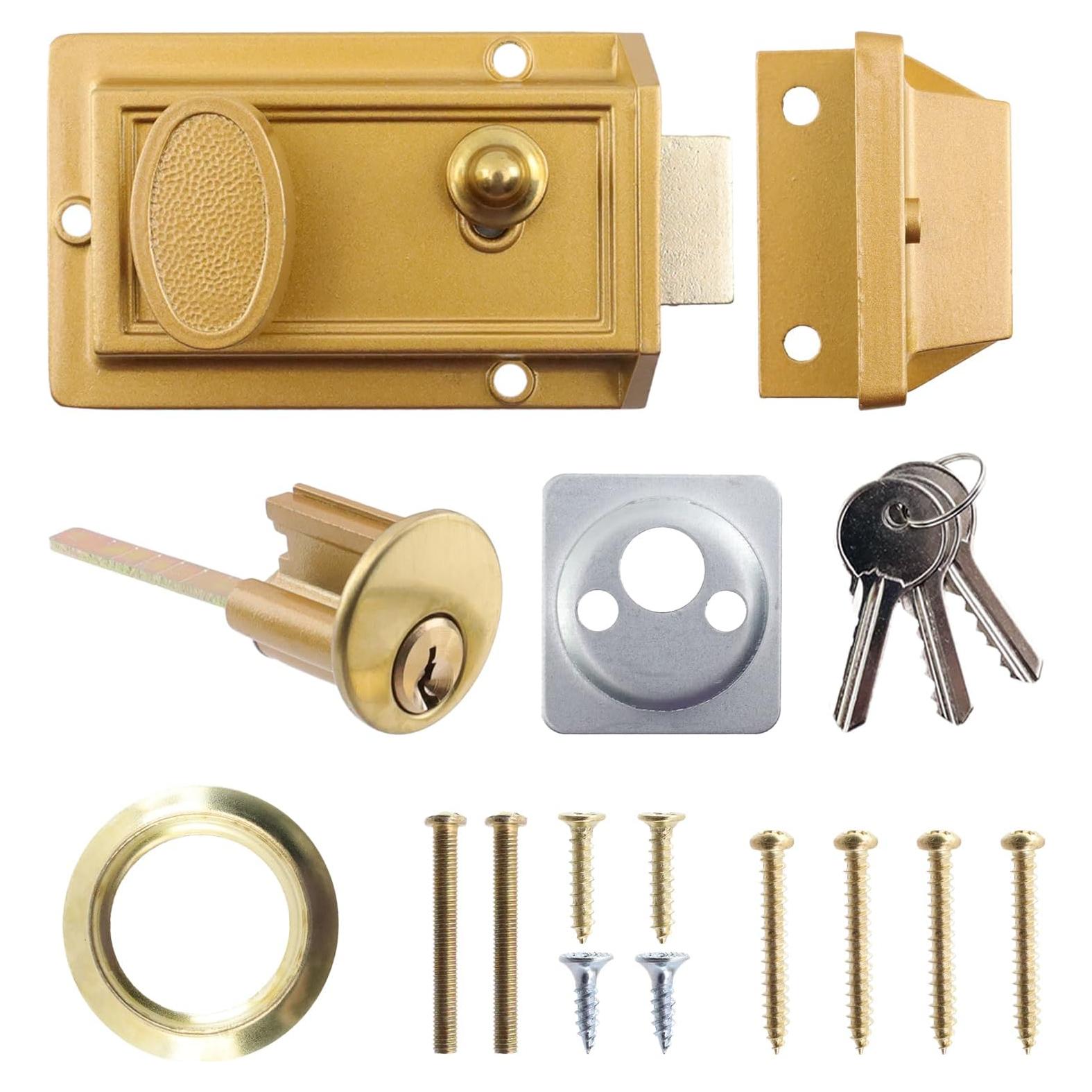 Cerradura de Pestillo Nocturno Bitray HX0080 Antirrobo Oro