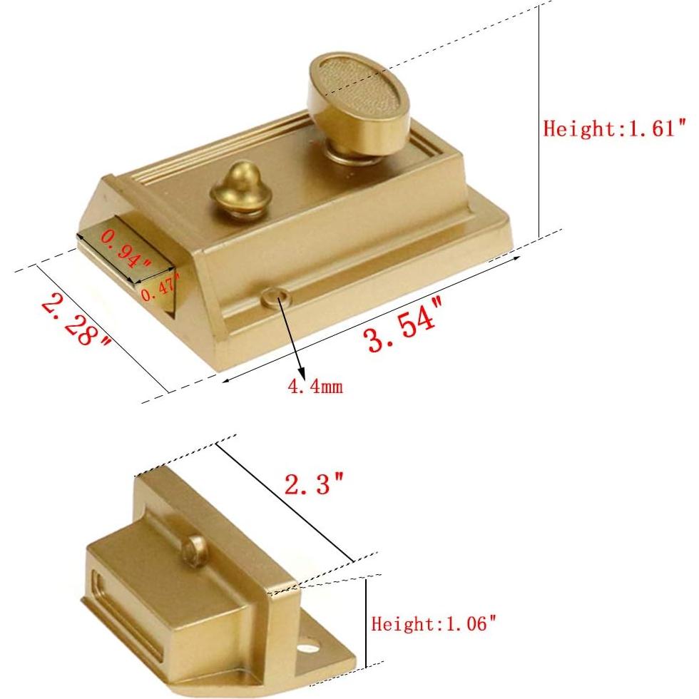 Cerradura de Pestillo Nocturno Bitray HX0080 Antirrobo Oro