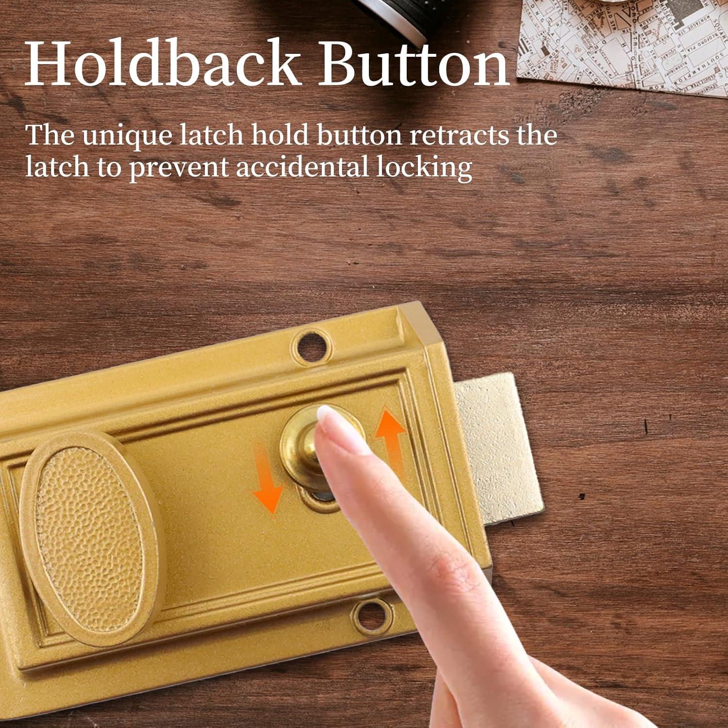 Cerradura de Pestillo Nocturno Bitray HX0080 Antirrobo Oro