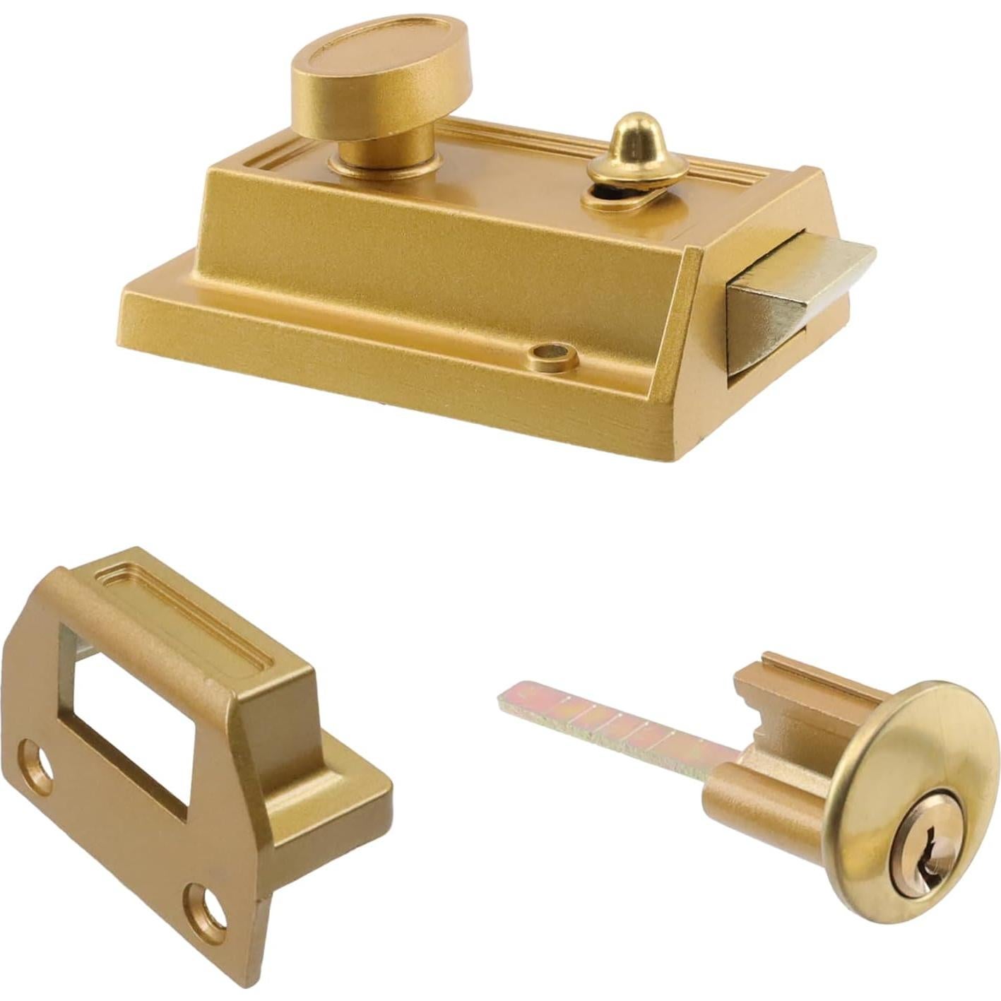 Cerradura de Pestillo Nocturno Bitray HX0080 Antirrobo Oro