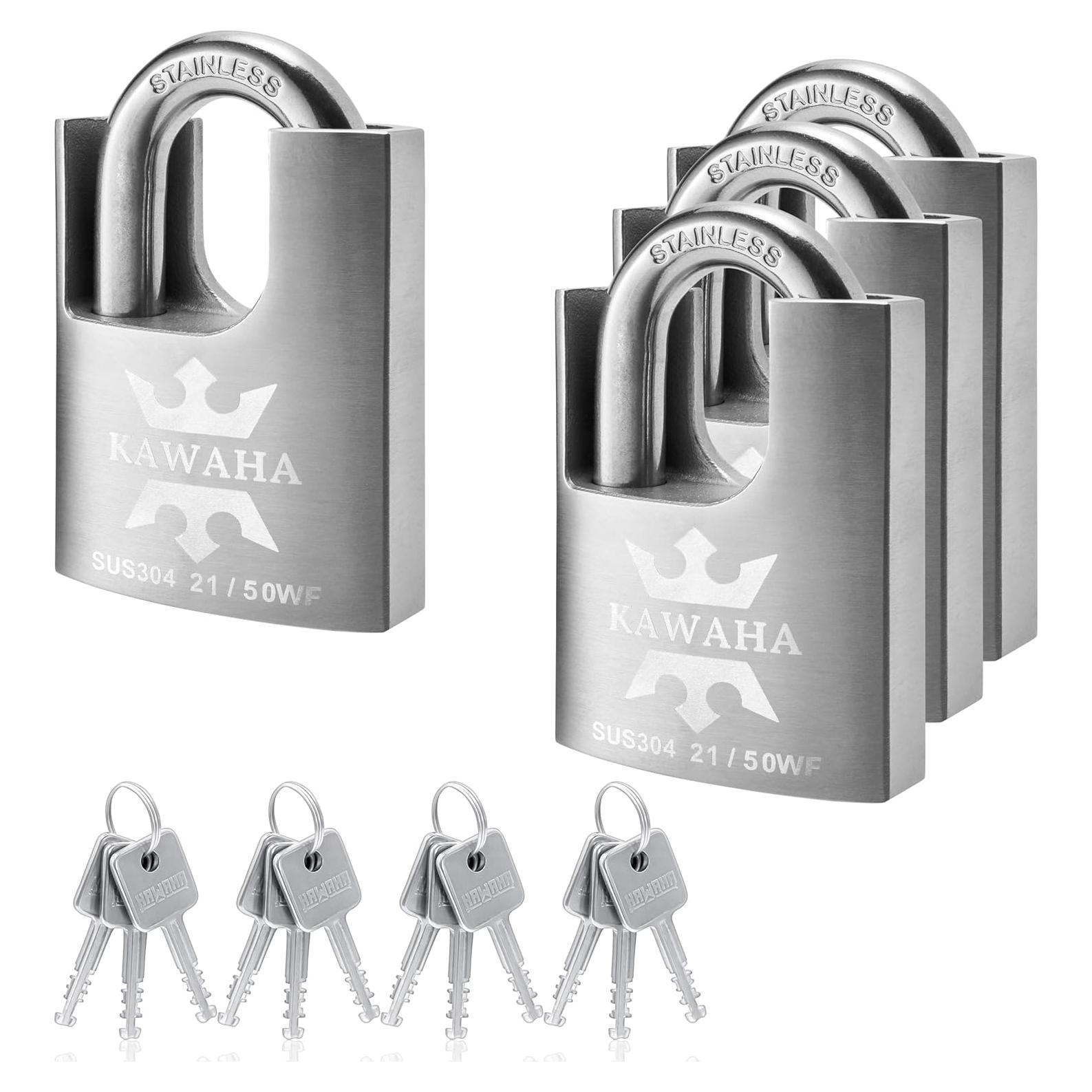 Candado de Alta Seguridad KAWAHA 50mm Acero Inoxidable - 4 Piezas