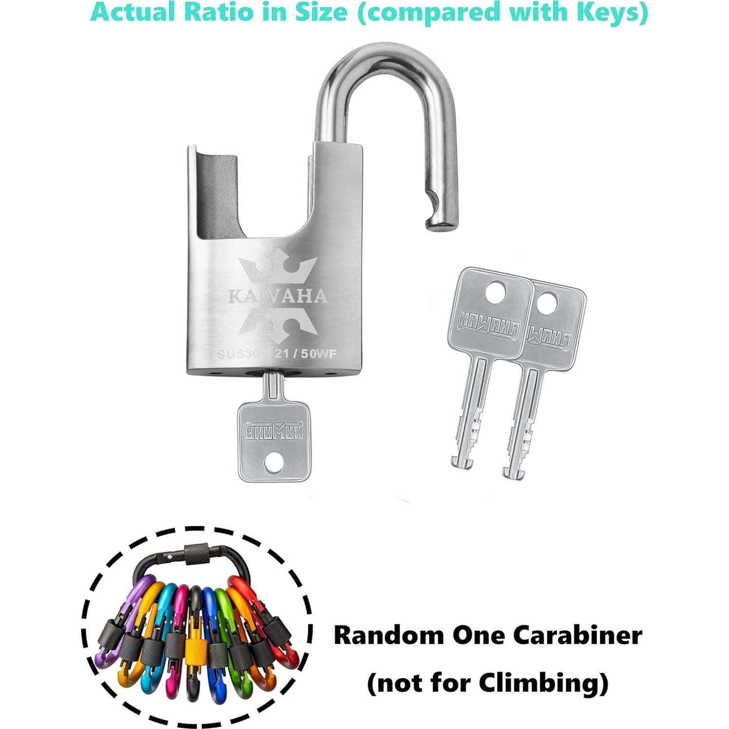 Candado de Alta Seguridad KAWAHA 50mm Acero Inoxidable - 4 Piezas