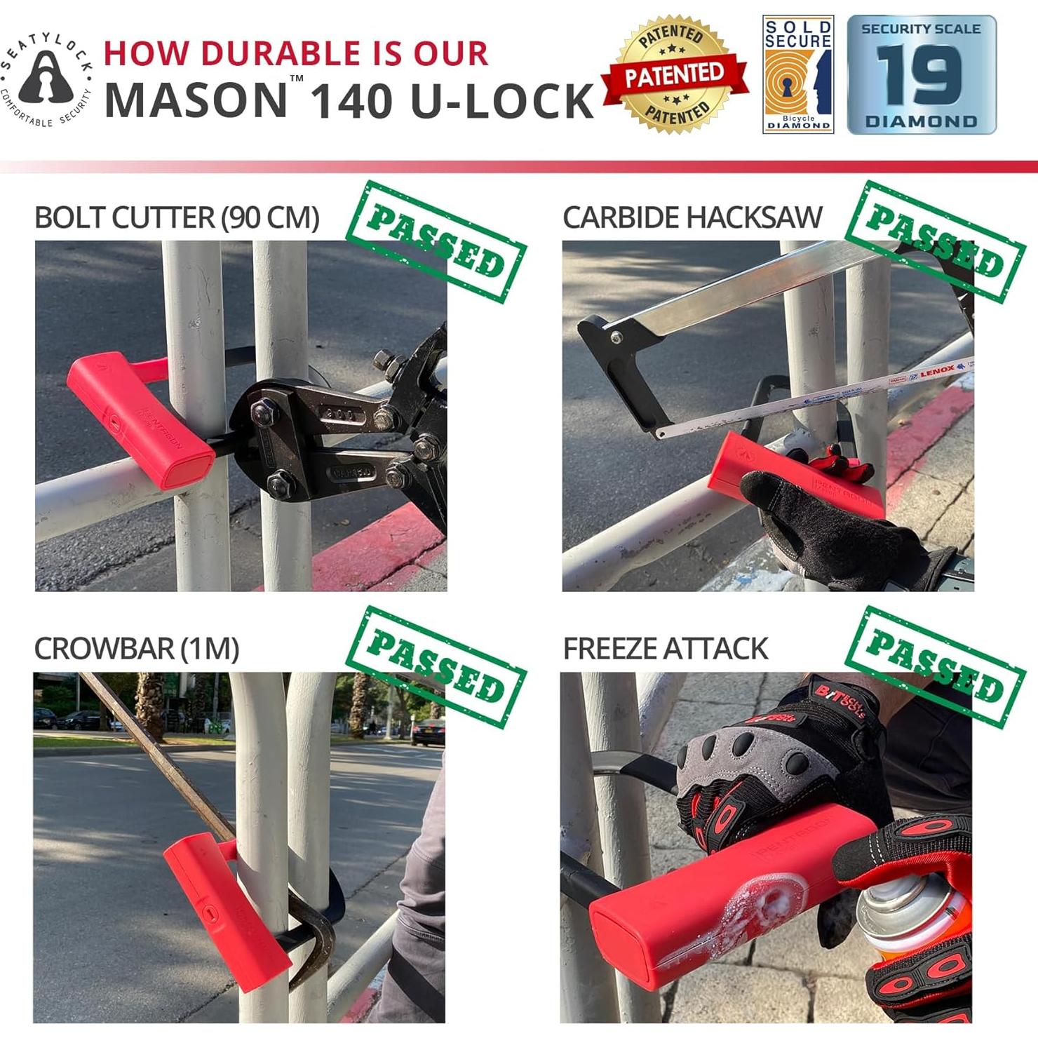 Cerradura U Seatylock UM140-ON Diamante Negro 14 cm Alta Seguridad