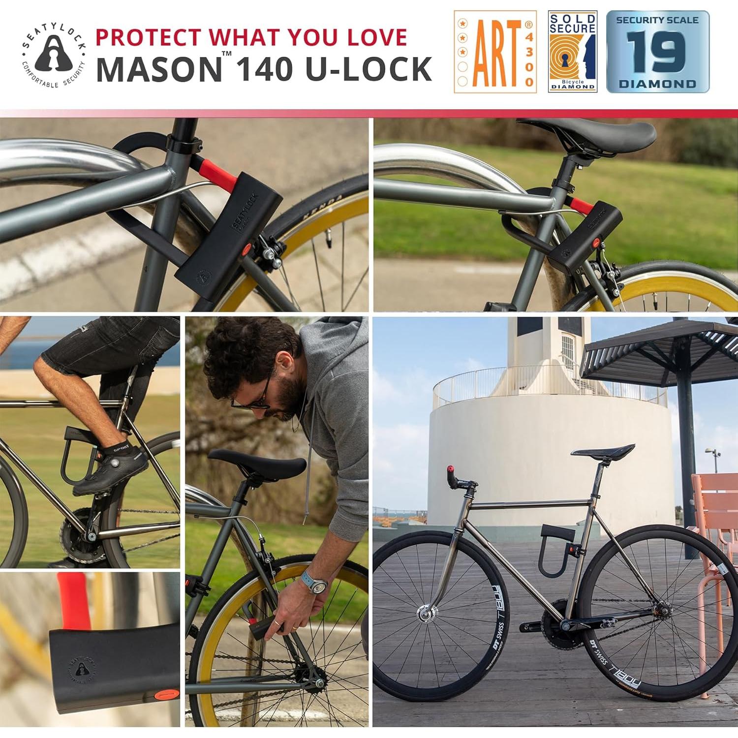 Cerradura U Seatylock UM140-ON Diamante Negro 14 cm Alta Seguridad